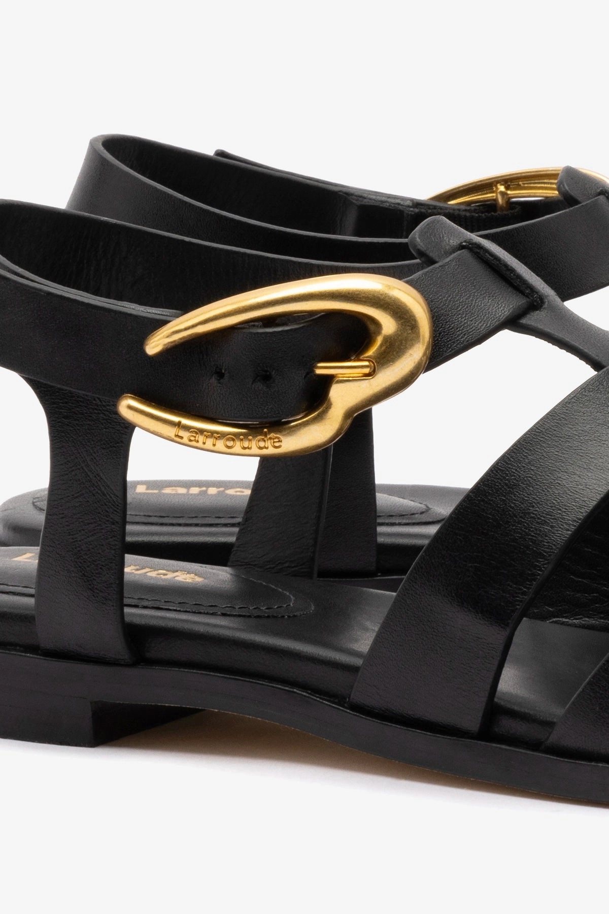 Rapid pace Stevie Flat Sandal In Black Leather
