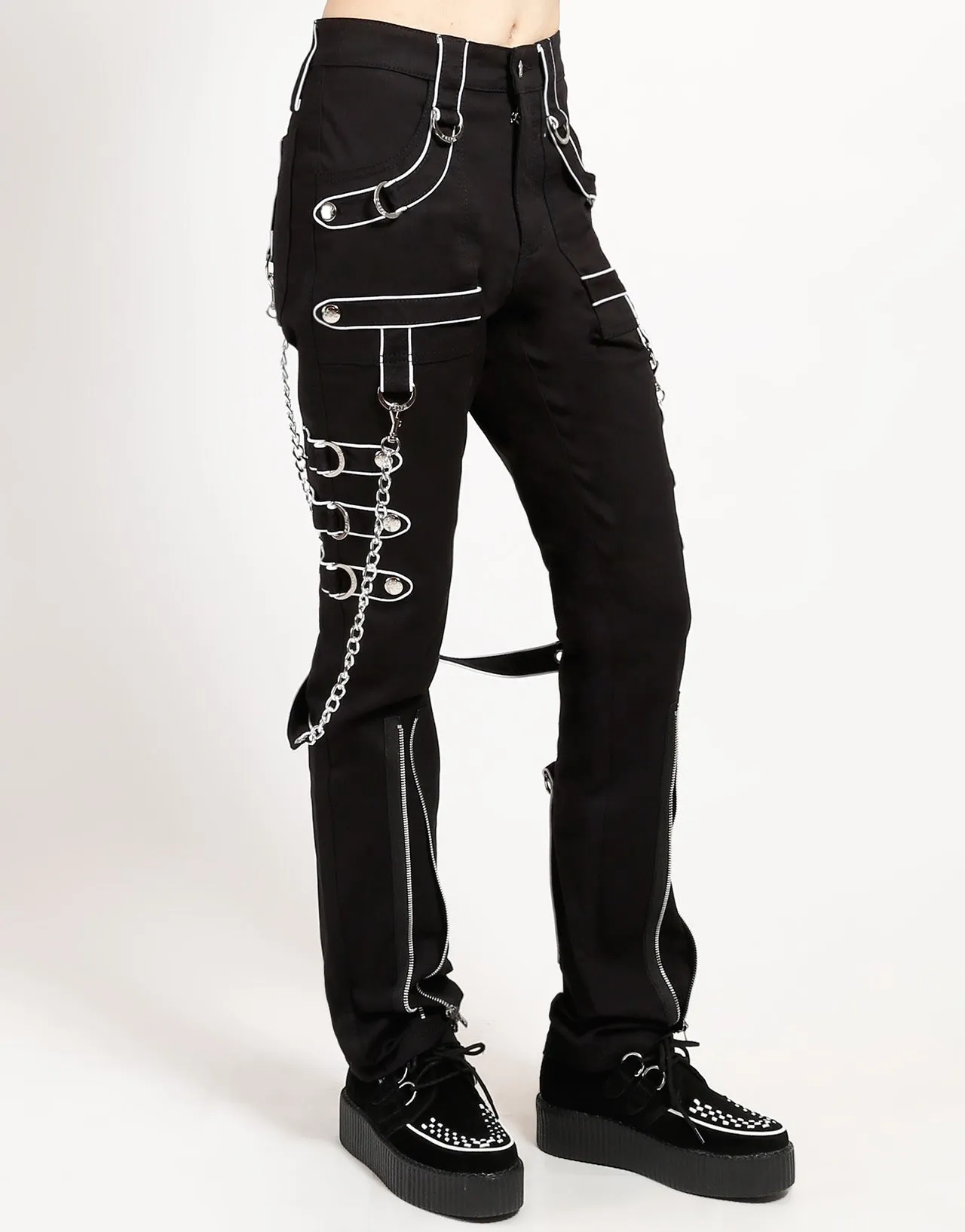 BAND PANT WHITE Flexible Waistband Sporty Touch