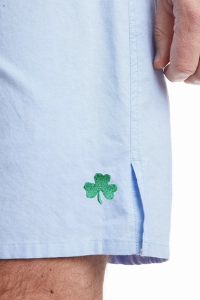 Barefoot Boxer Blue Oxford with Single Shamrock Sleek Appearance Comfortable Fit Look