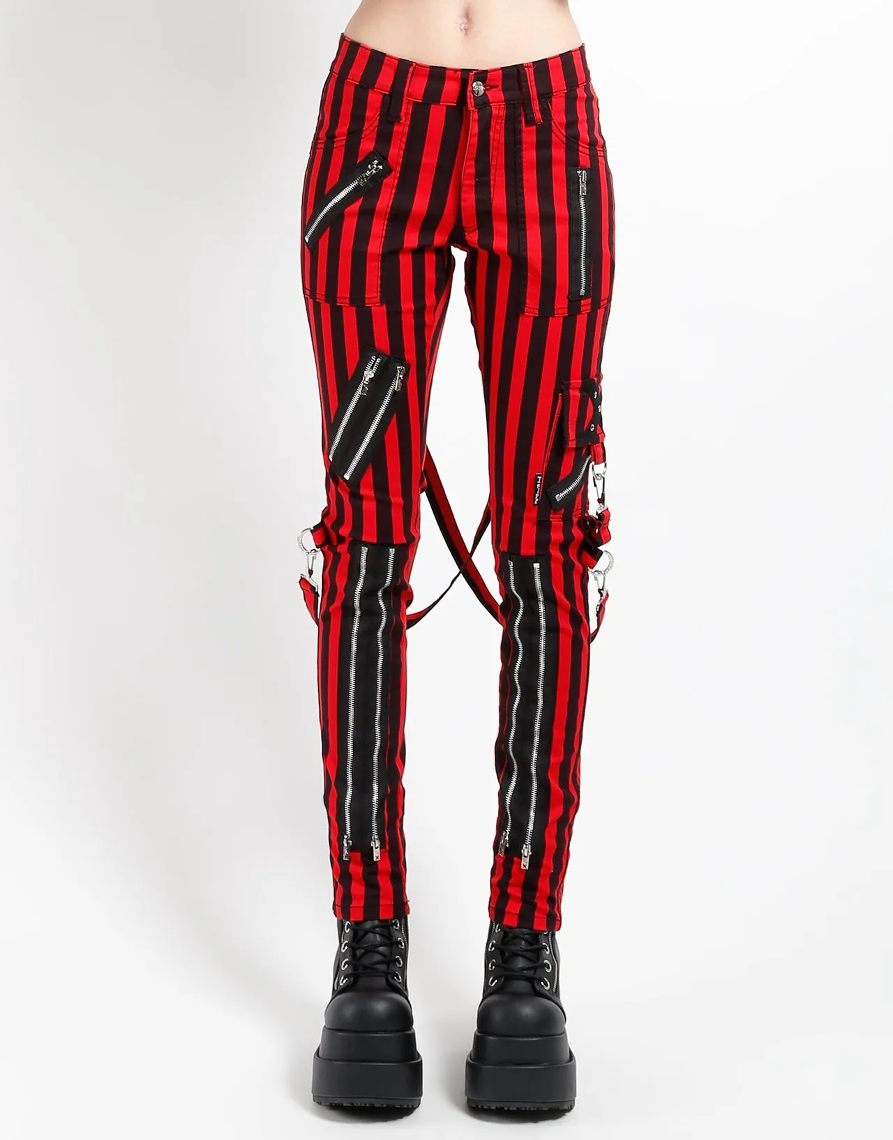 Stretch Support Fit Stretch Comfort CLASSIC SLIM LEG BONDAGE PANT MEDIUM BLK RED STRIPE