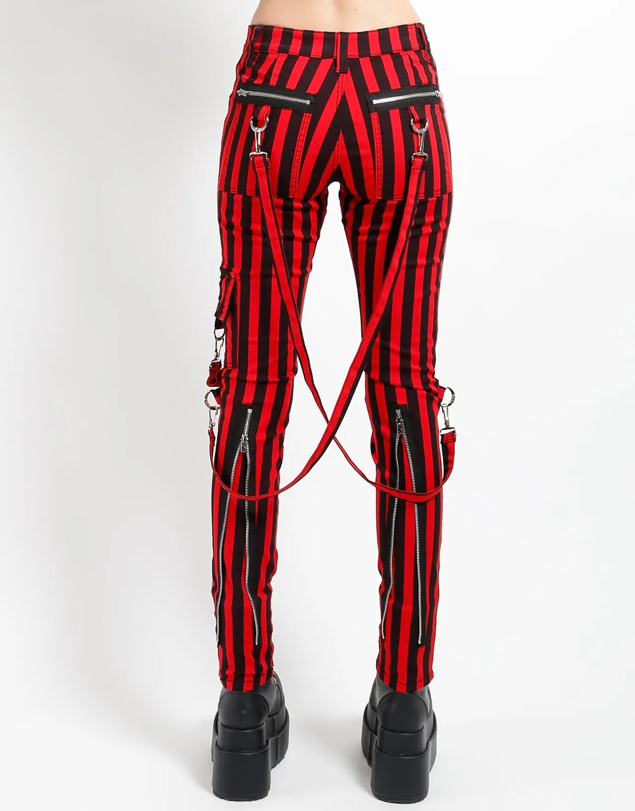 Fashion Layer CLASSIC SLIM LEG BONDAGE PANT MEDIUM BLK RED STRIPE