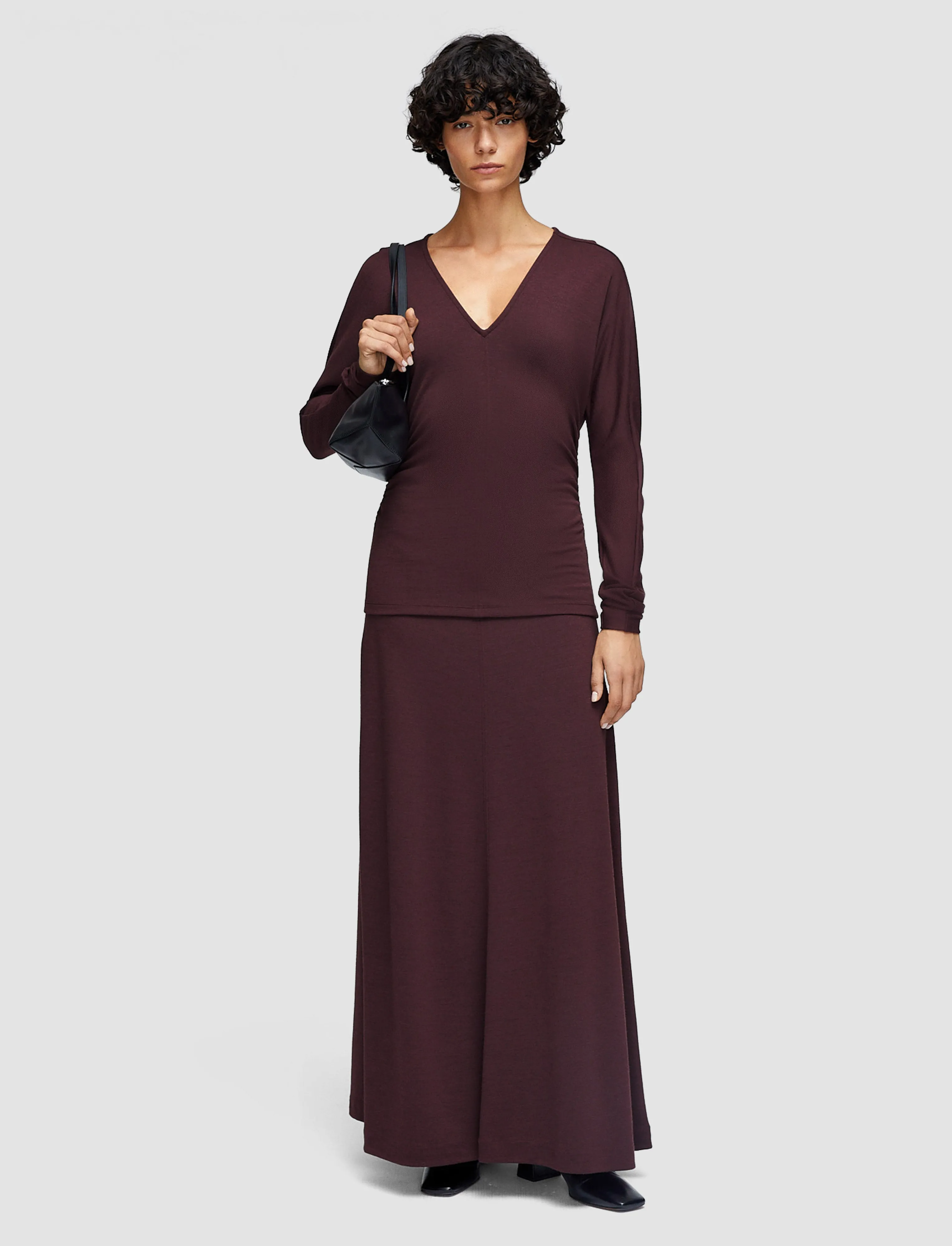 Wool Jersey V Neck Top Easy Care Material