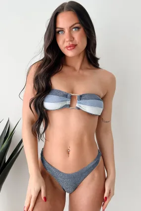 Basking In the Sun Bandeau Style Glitter Bikini Set (Blue/Multi) Water Fun