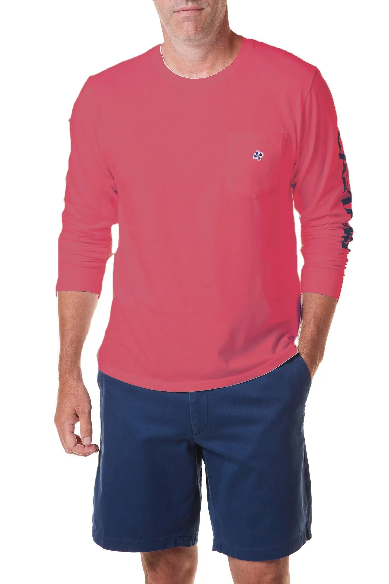 Built In Odor Control Beach Tee Long Sleeve Cardinal Red Castaway