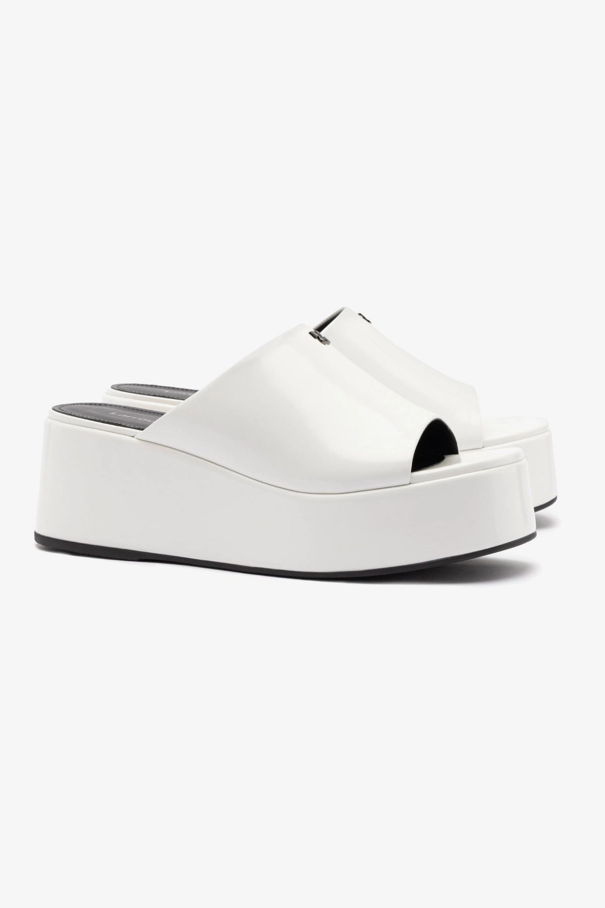 Charli Box Mule In White Leather Bone Aid