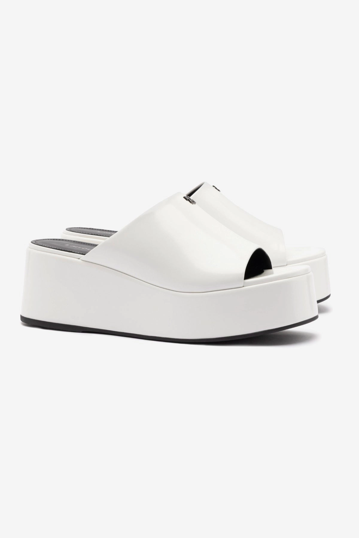 Rock Guard Charli Box Mule In White Leather