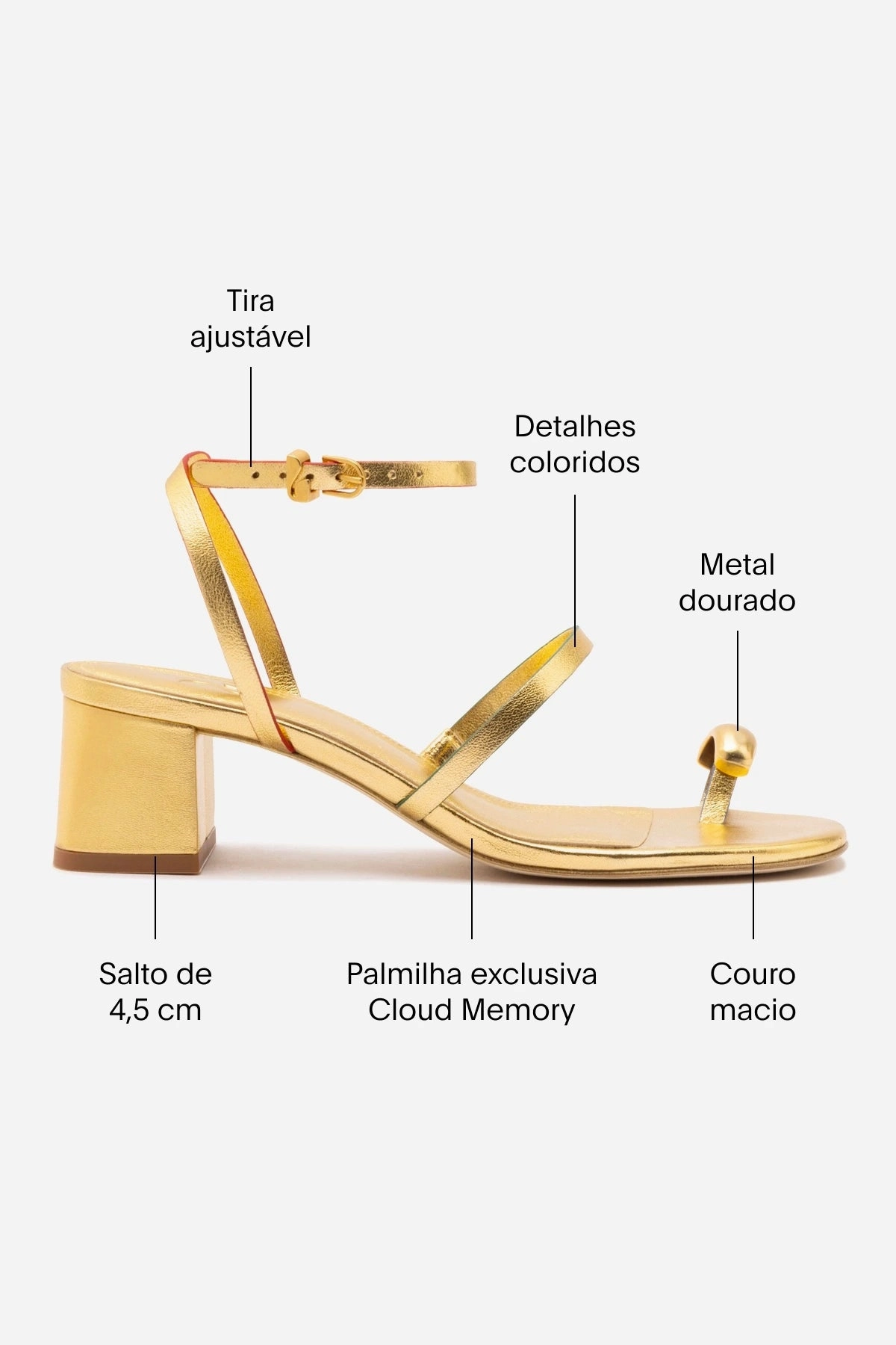 Biarritz Block In Gold Metallic Leather Ice Grip