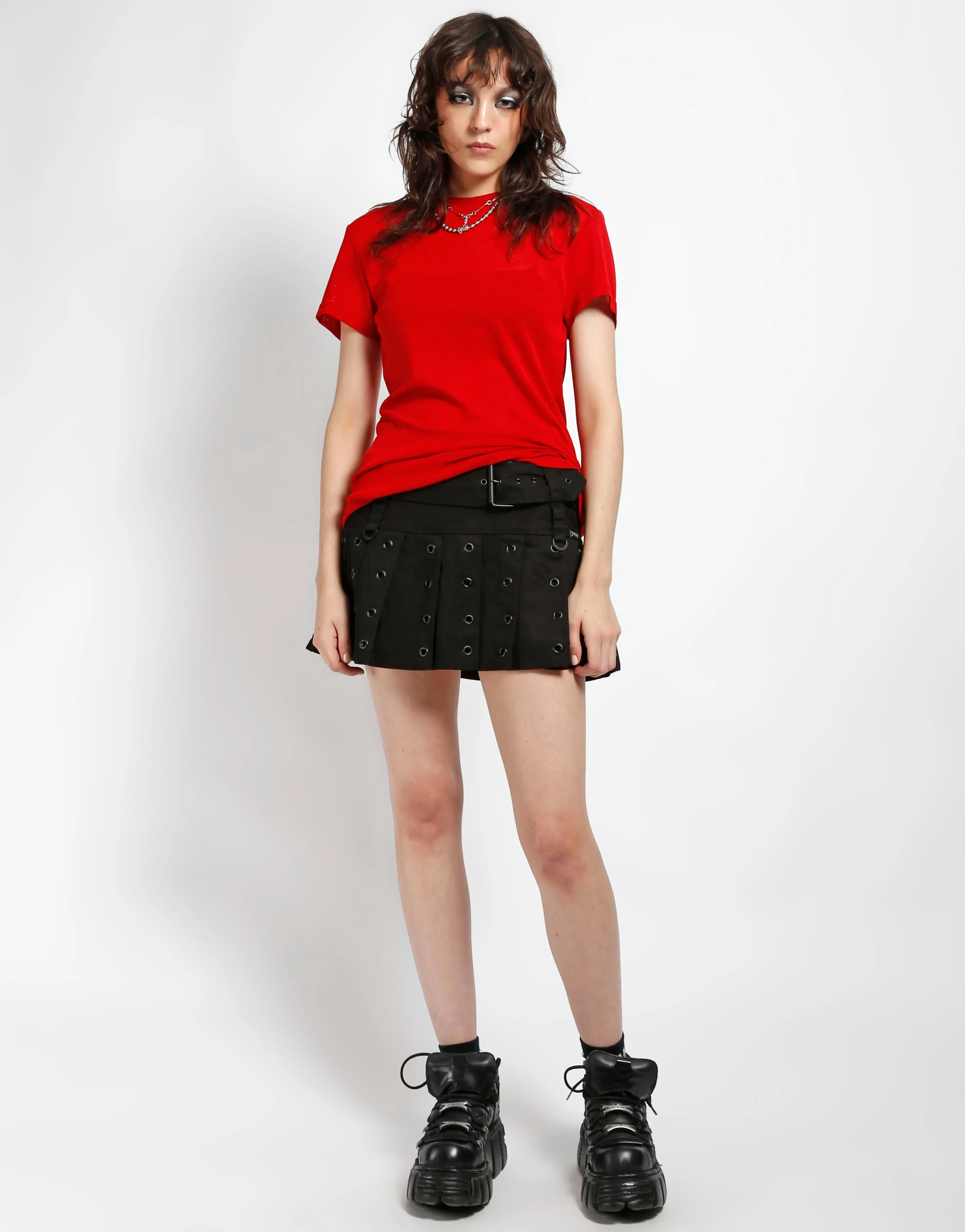 Multi Panel Cut Snag Free Fabric SHORT SLEEVE FISHNET RED