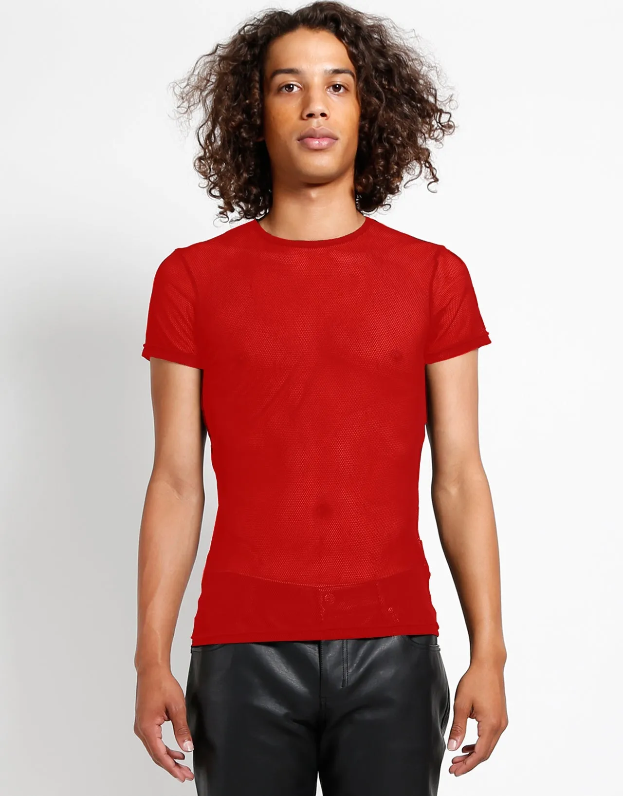 SHORT SLEEVE FISHNET RED TumbleDryFriendlyMaterial AntiPillingTechnology