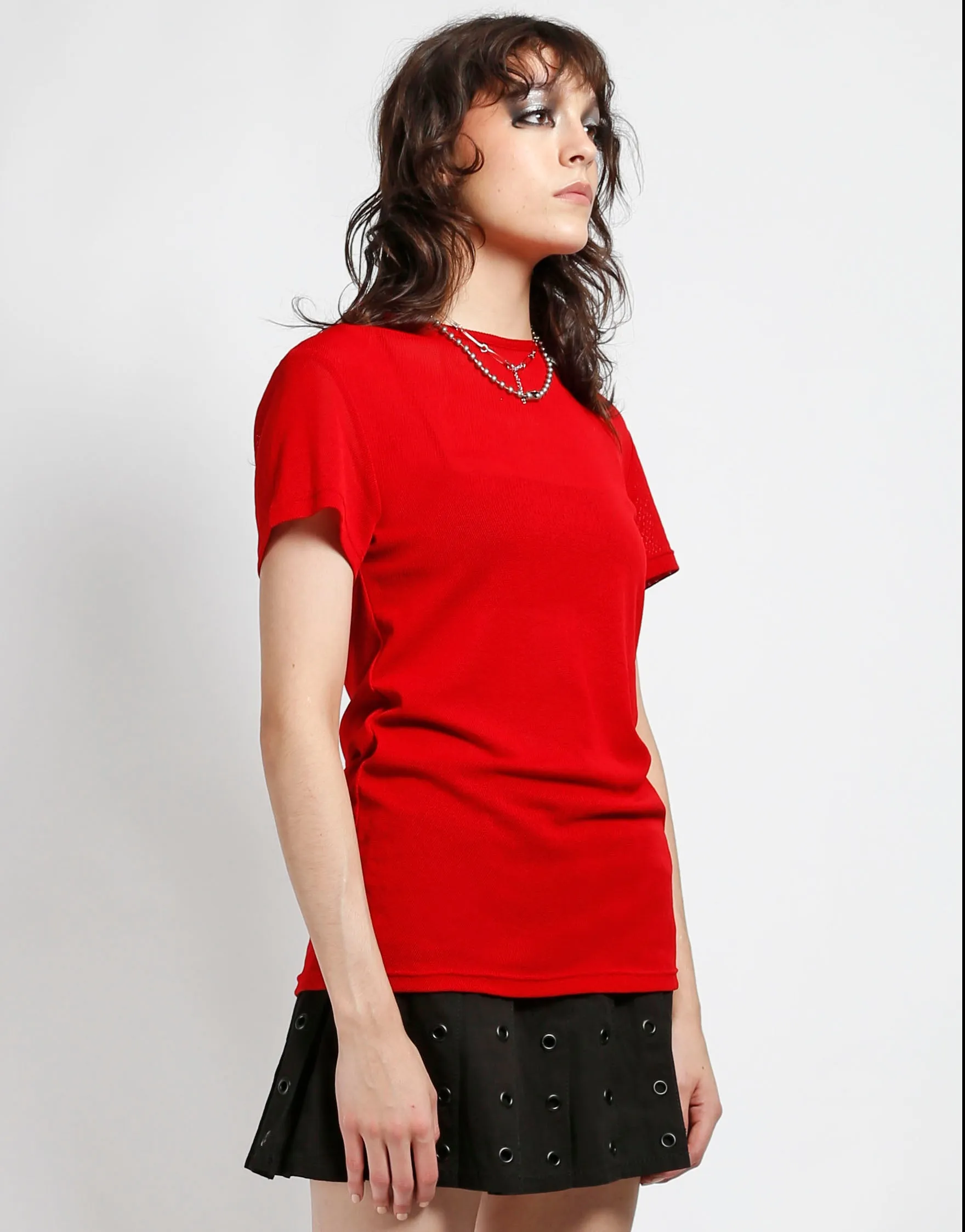 SnagResistant Fabric SHORT SLEEVE FISHNET RED