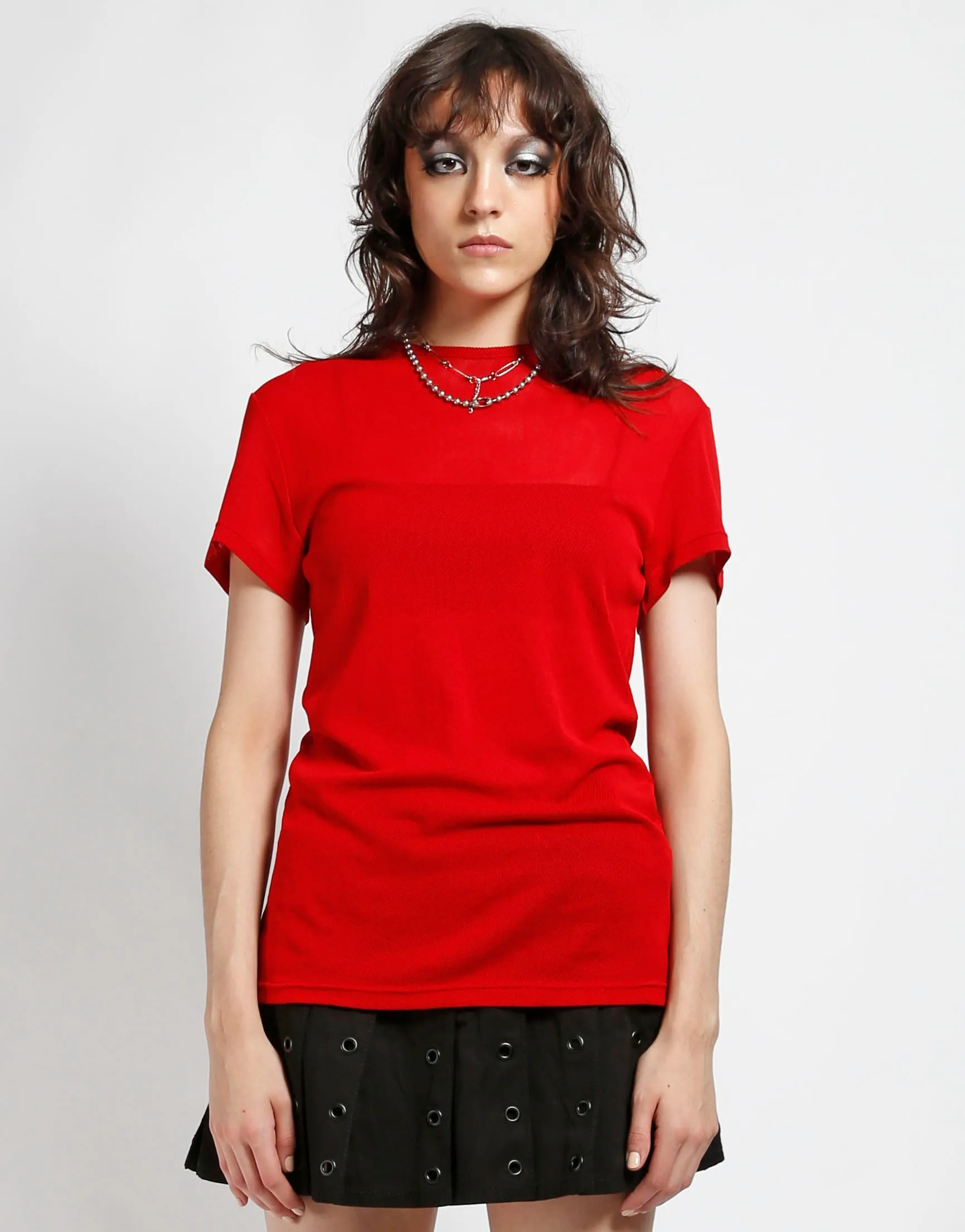 SHORT SLEEVE FISHNET RED Low Profile Zipper Closure Eco Friendly Fabric