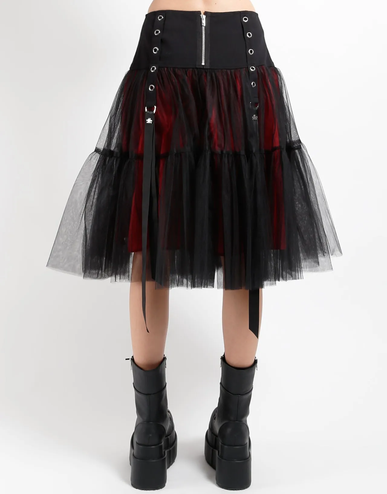 Flex Movement Flexible Seam LONG RIBBON TULLE SKIRT RED