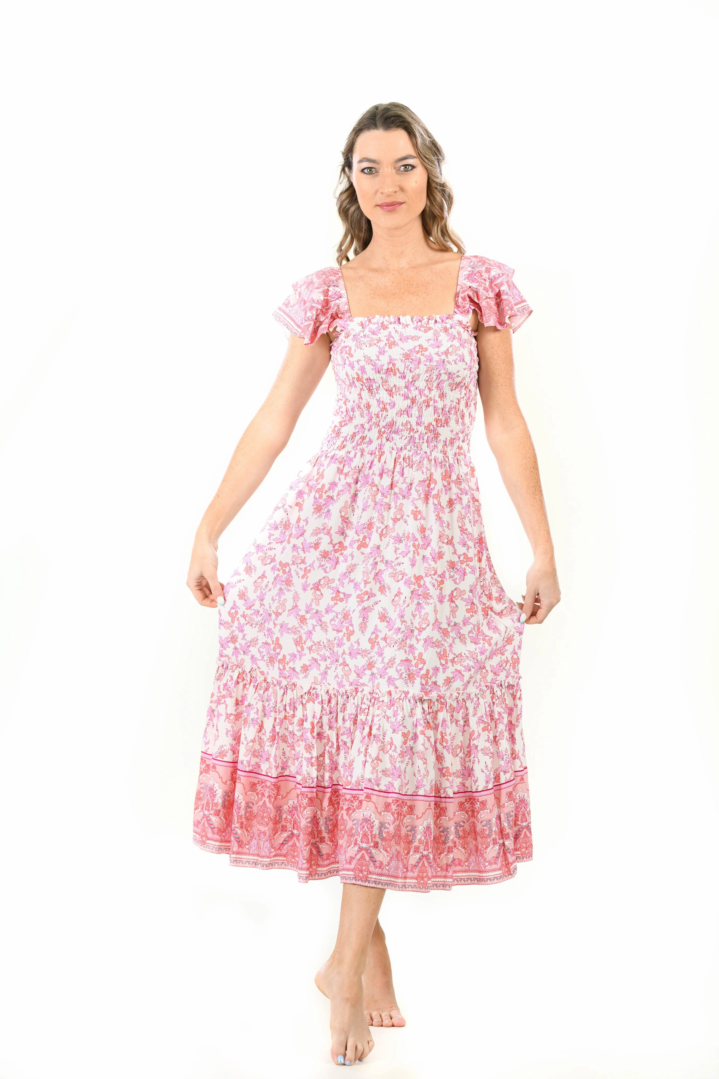 Travel-Pack Pearl-Detail Matilda Dress / Rouge Floral