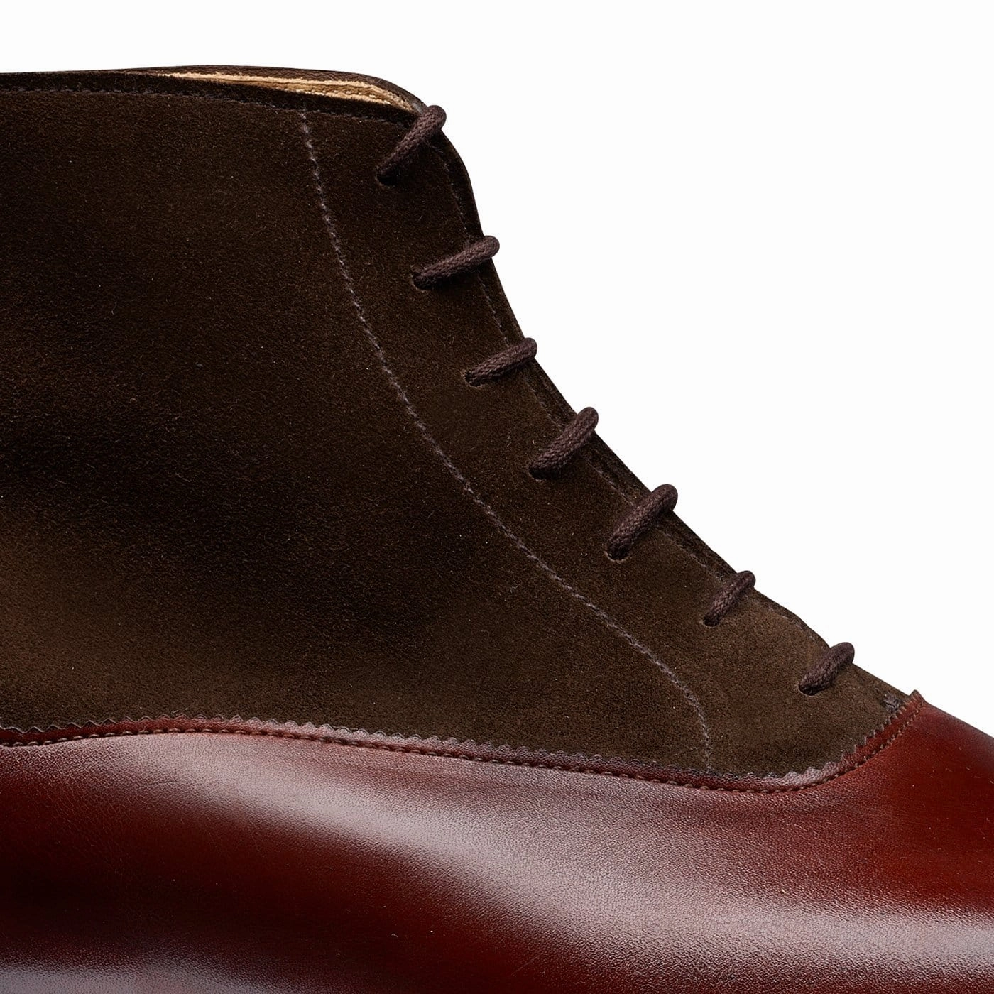 Charlton Chestnut Calf & Dark Brown Suede Padded Collar Lining High-Top Style