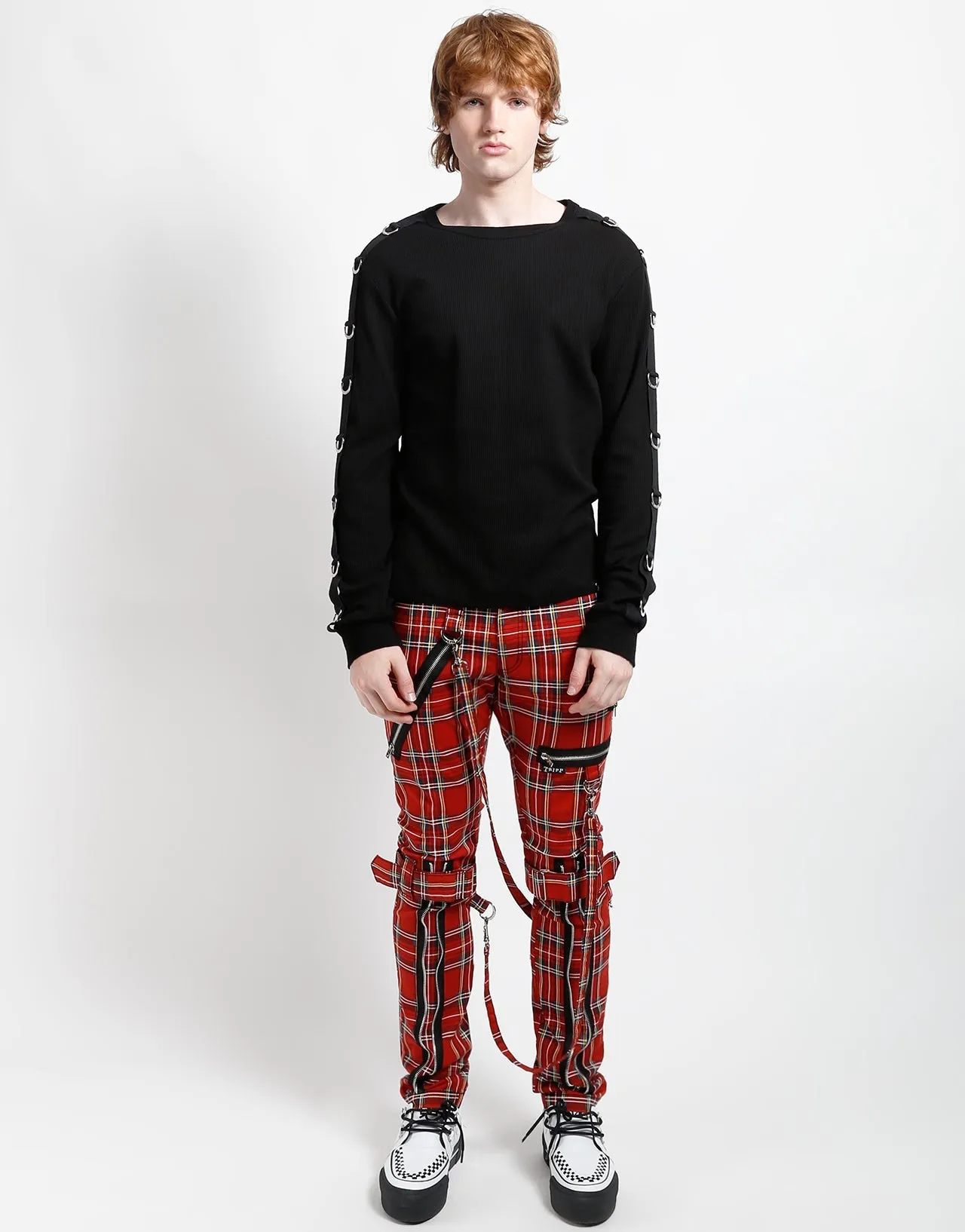 BONDAGE PANT RED PLAID Padded hips