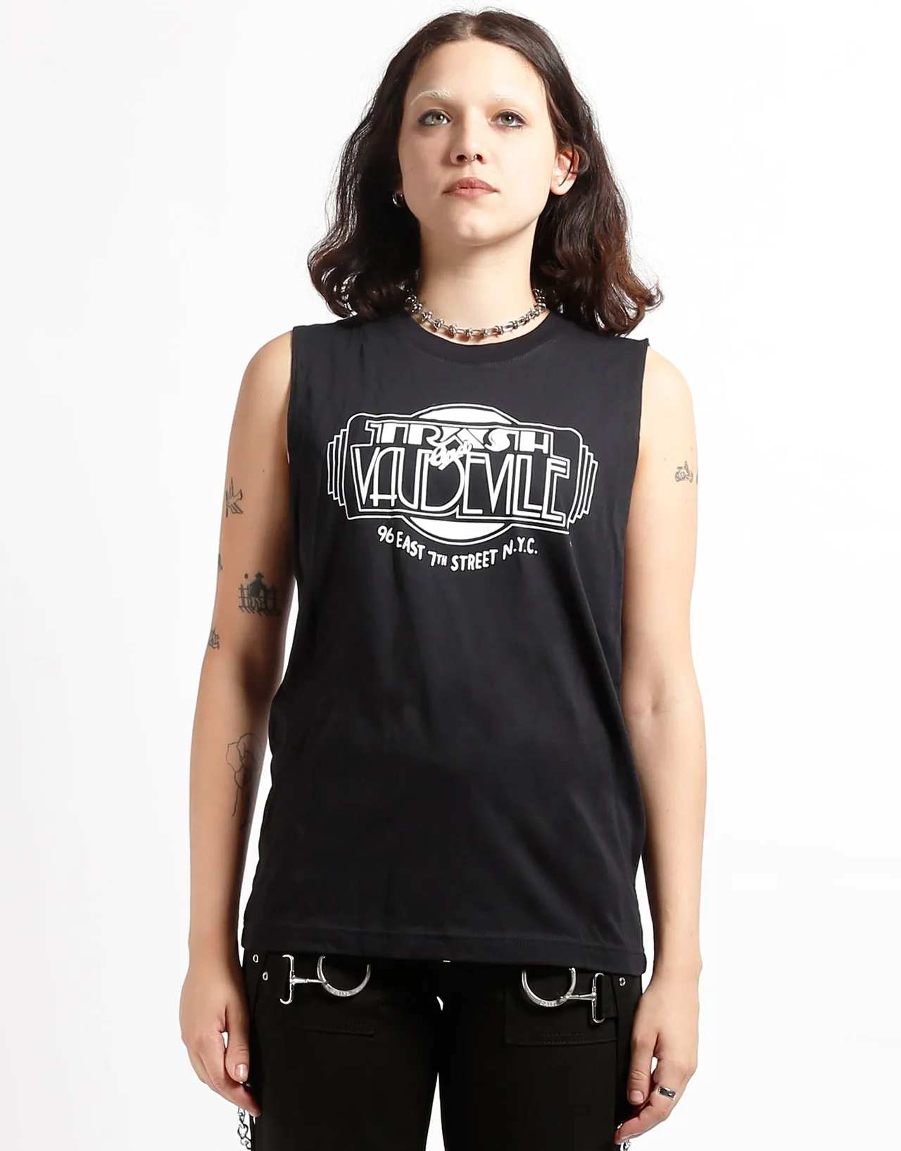 Versatile Layering Cut MeshPanel TRASH & VAUDEVILLE ADULT SLEEVELESS T-SHIRT