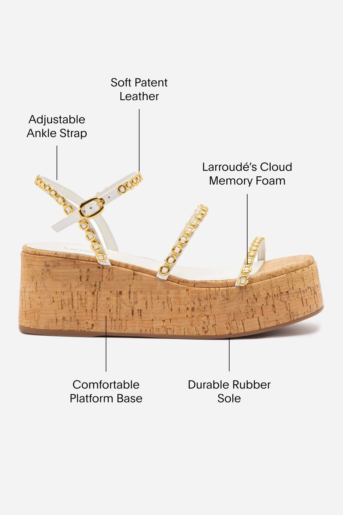 Harbor Mood Gio Milanina Flatform In White Patent Leather and Natural Cork