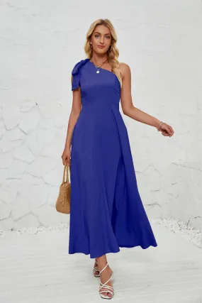 Classic Line BOW ONE-SHOULDER BELTED DRESS_CWDMD1831