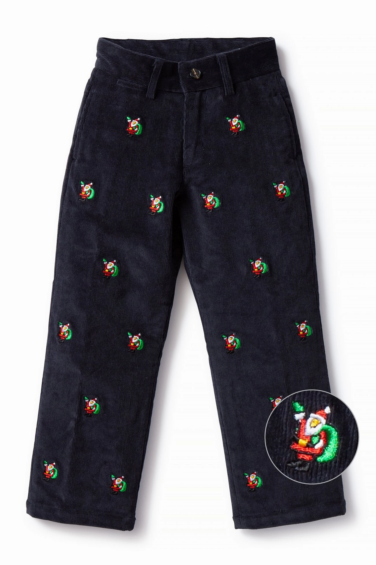 Boys Beachcomber Corduroy Pant Nantucket Navy with Santa Static free Performance Ready