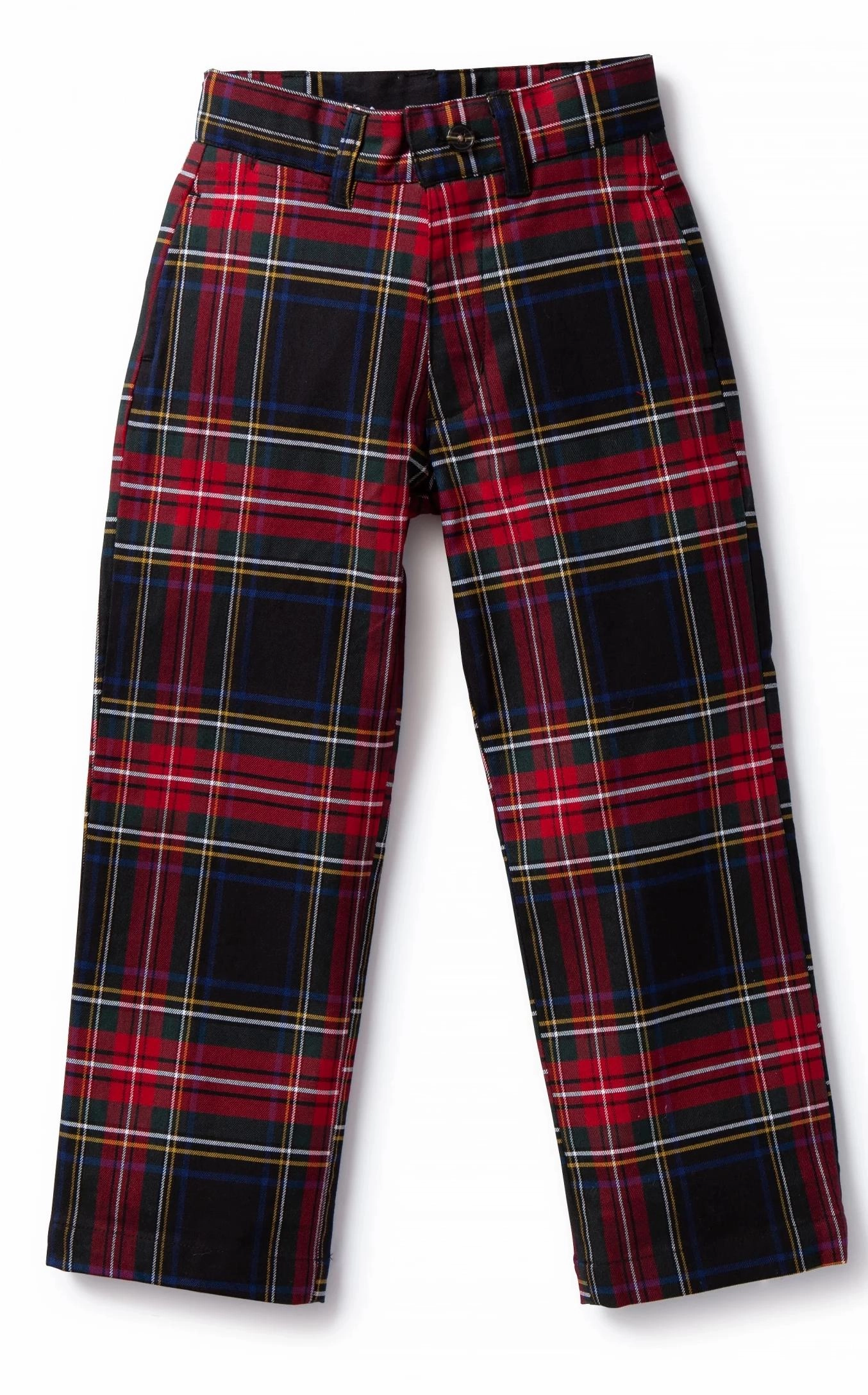 Rayon drape SoftTouchFinish Boys Stretch Twill Port Pant Black Stewart Plaid