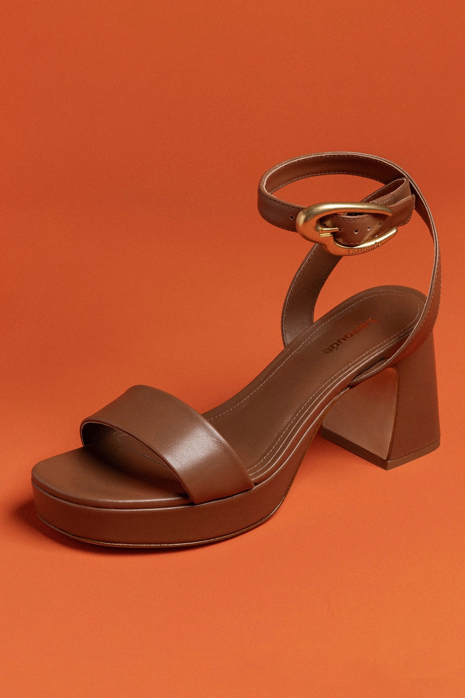 Recycled Rubber Composite Dolly Verona Low Sandal In Caramel Leather