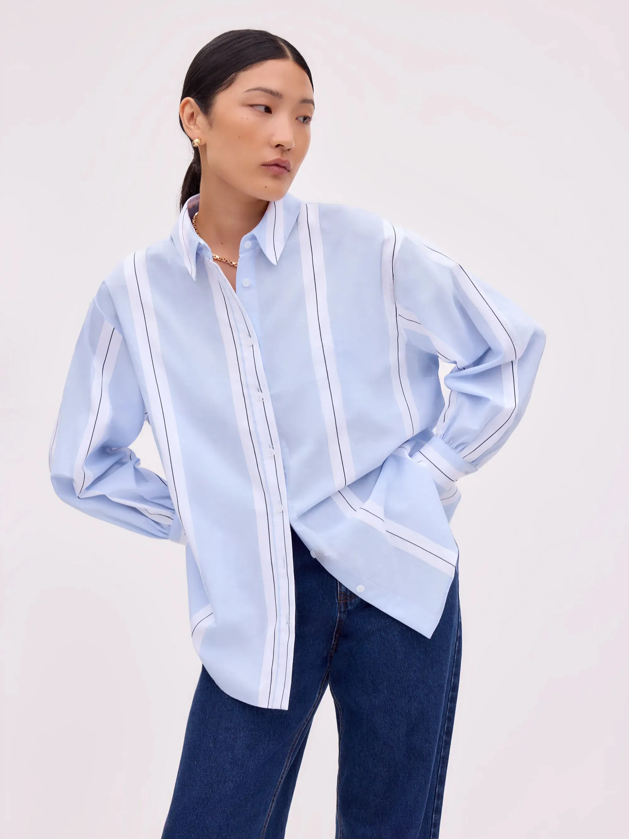 NonIrritatingTags Blue Striped Cotton Shirt