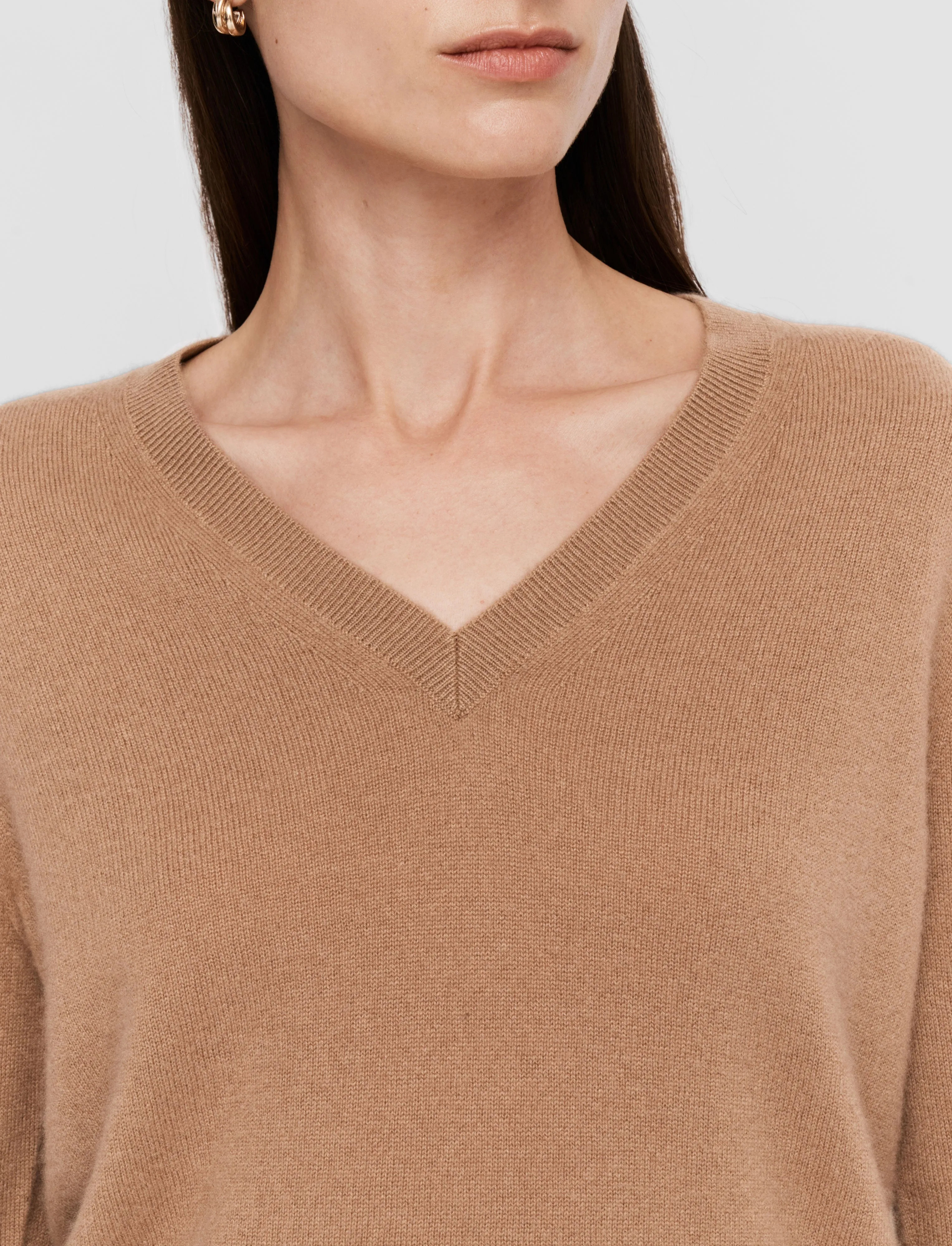 Light Pure Cashmere V Neck Jumper Stretch Recovery Fabric Street Casual
