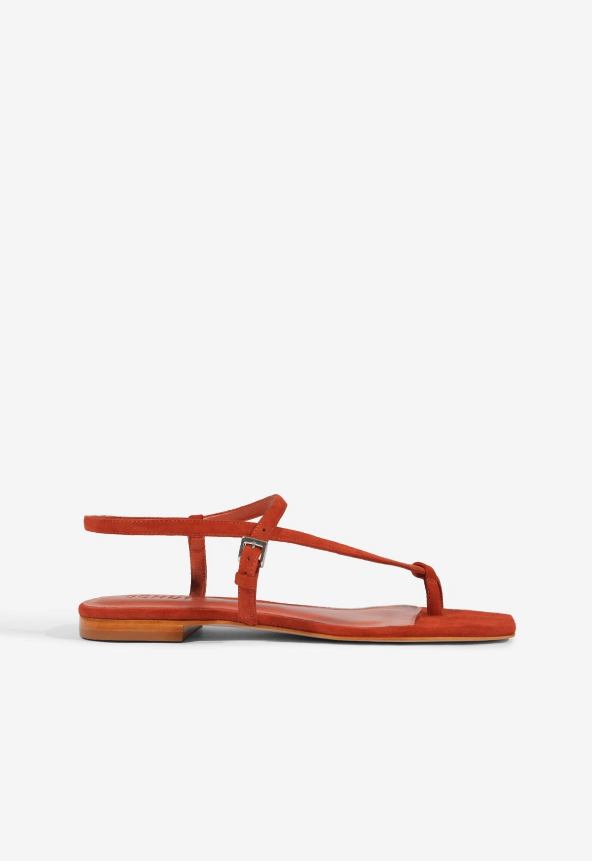 Lisa Red Suede Flat Sandal City Pace Road Long