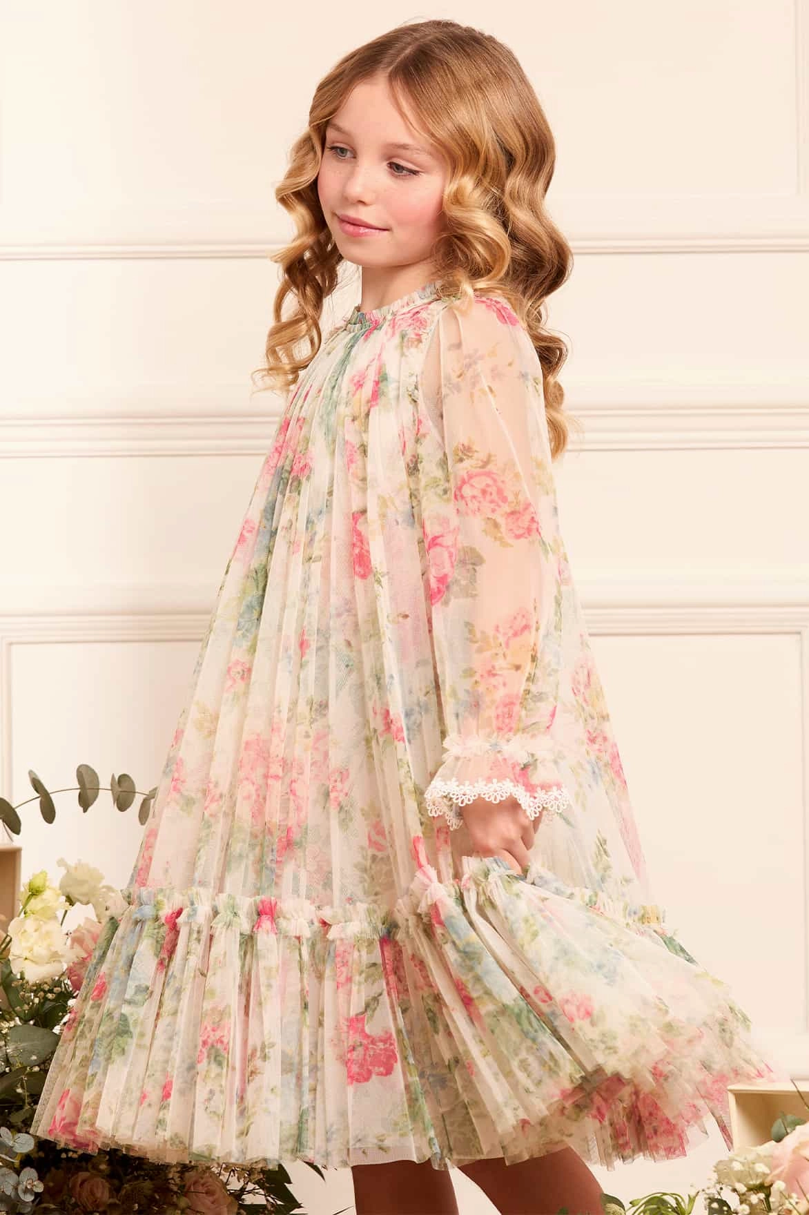 Floral Romance Long Sleeve Kids Dress Breathable3DKnit
