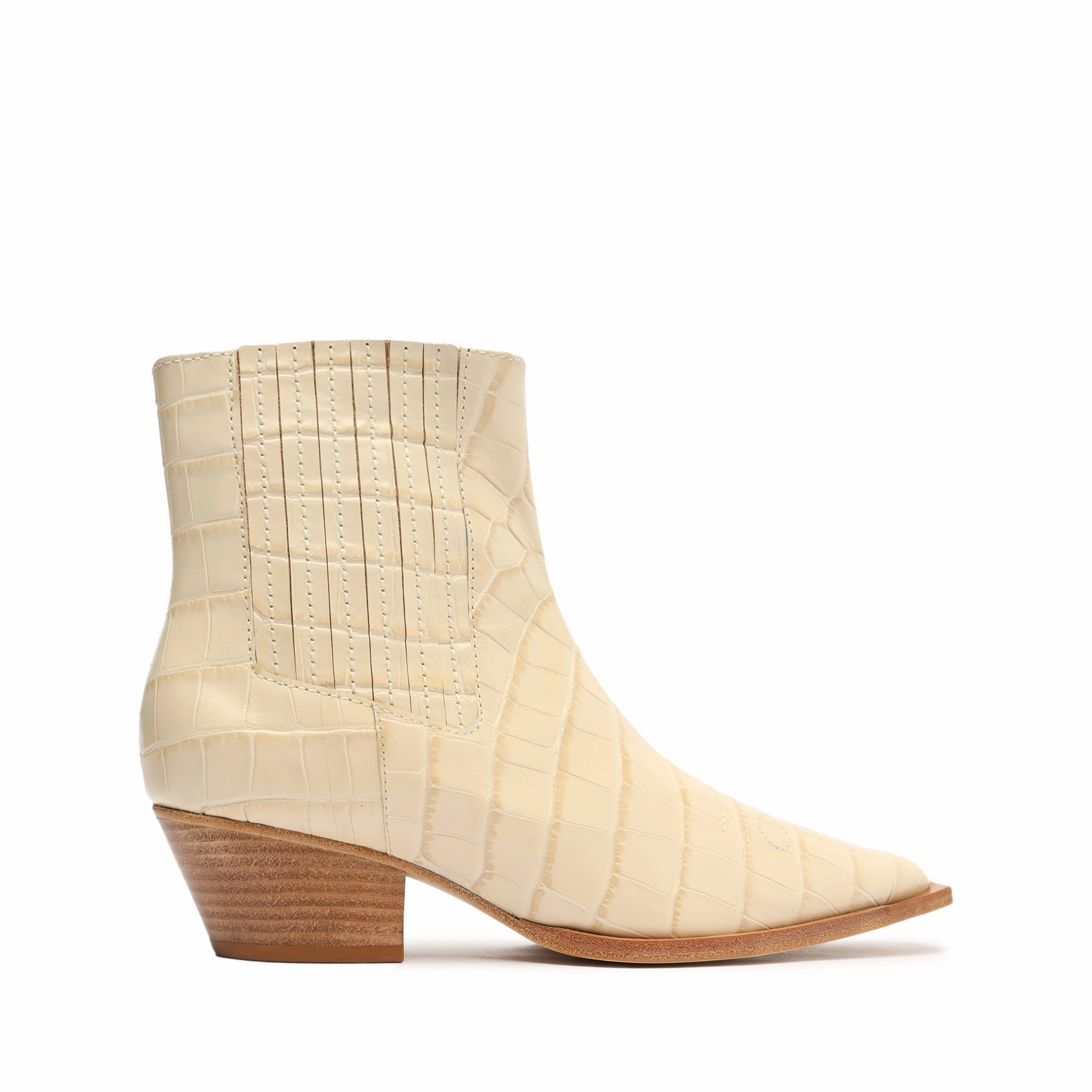 Briani Crocodile Embossed Leather Bootie Mix Hue