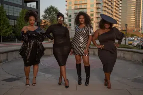 V Neck Slouch Sequin Dress- JIBRI Wrinkle Resistant Finish Bound Seam Finish