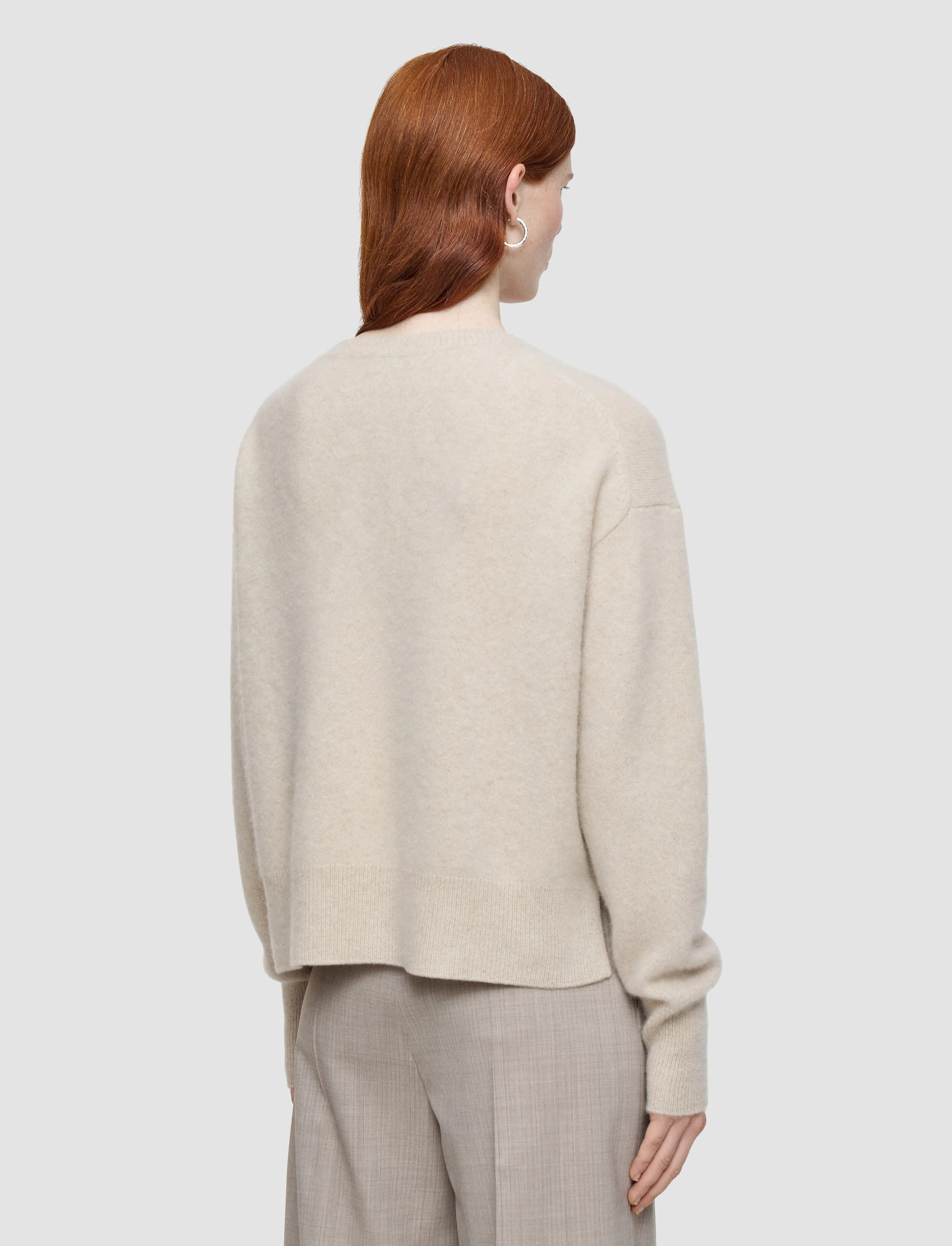 Machine Washable Design Brushed Cashmere Round Neck Jumper
