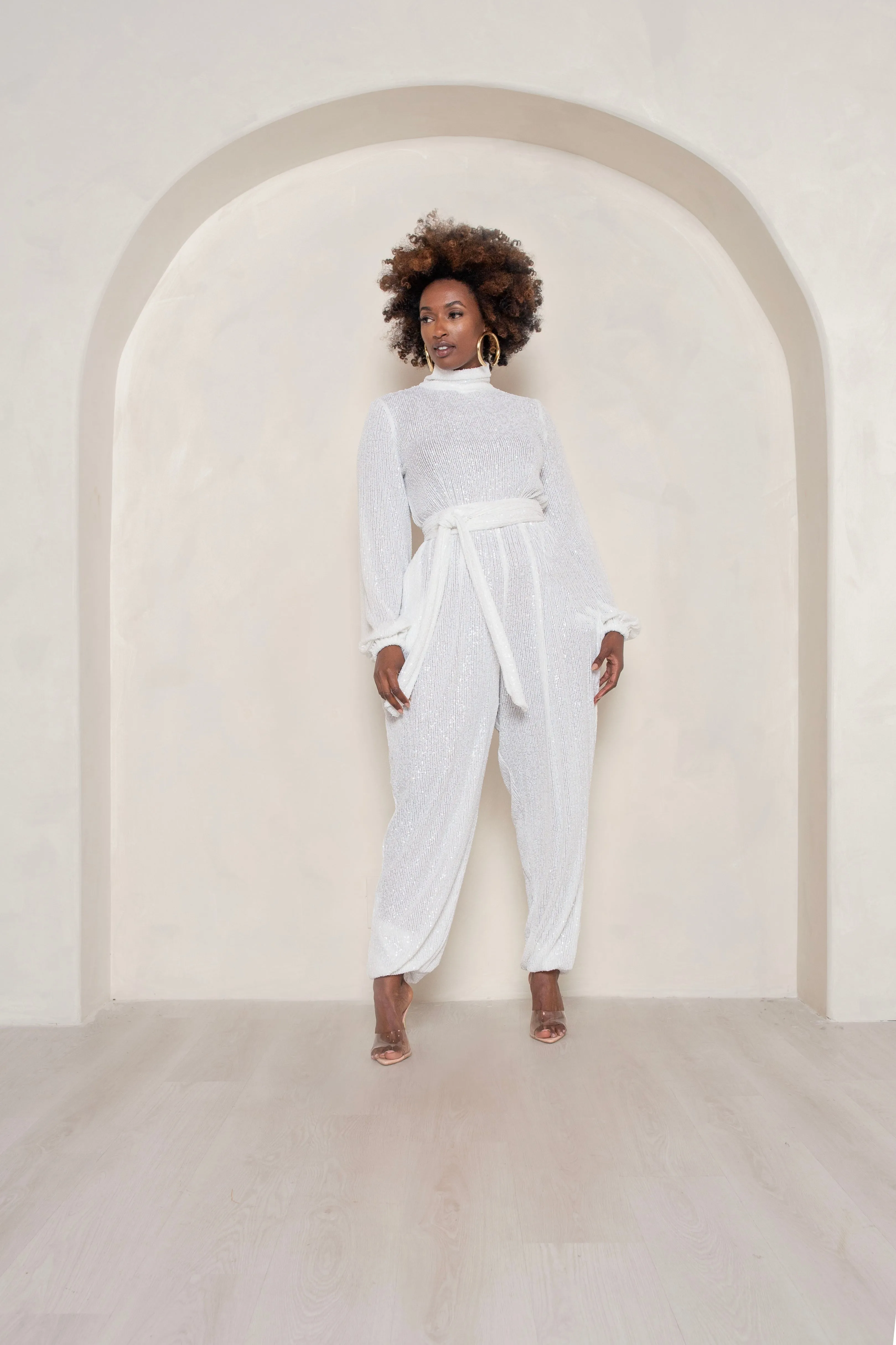 Full Sleeve Sequin Jumpsuit- JIBRI Fashion Blouse