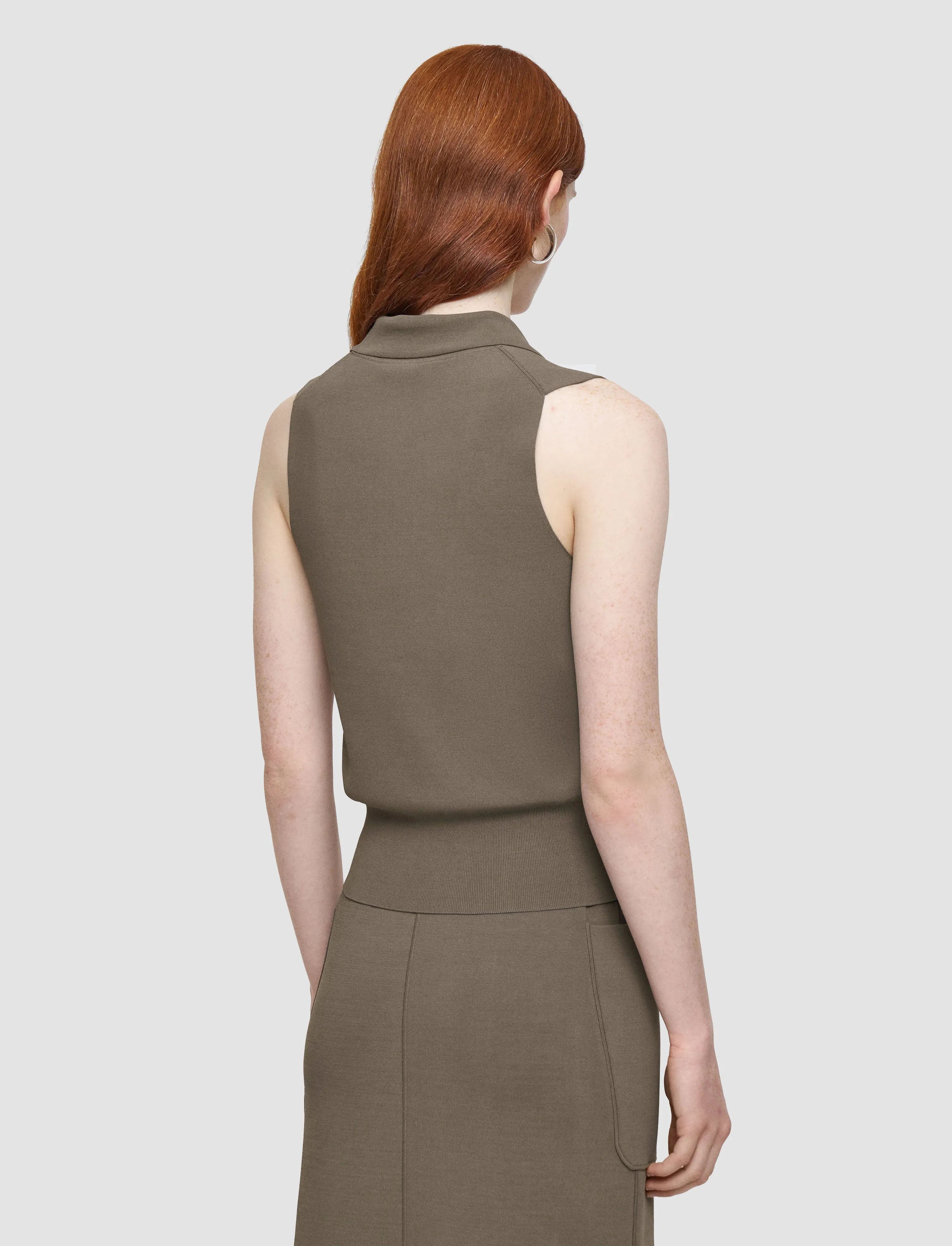 Reflective Yarn Accent WaffleKnit Texture Milano Knit Stretch Vest