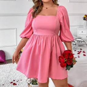BUBBLE SLEEVE A-LINE CASUAL MINI DRESS_CWDSD3332 Semi Formal Relaxed-fit gown