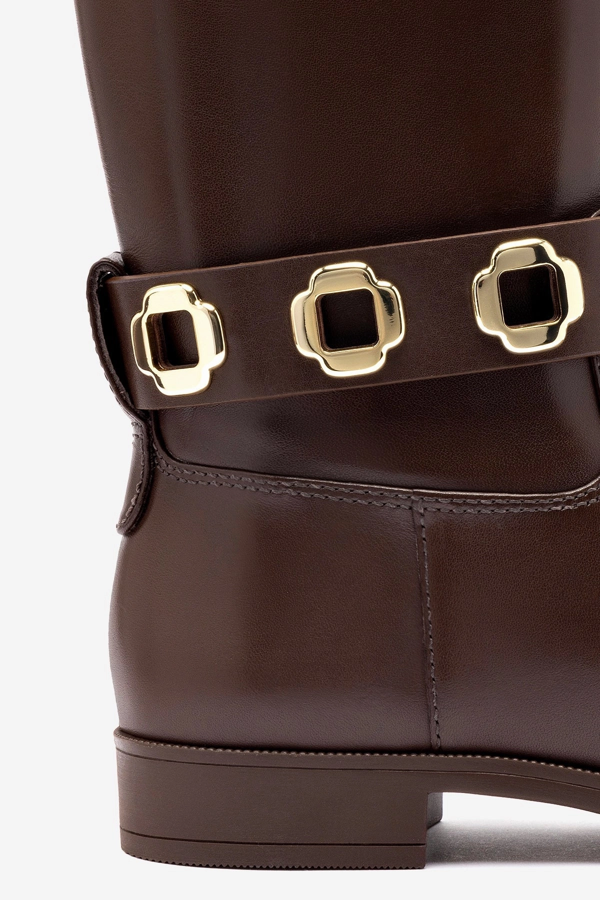 Milan Flat Bootie In Brown Water Resistant Leather Trendy