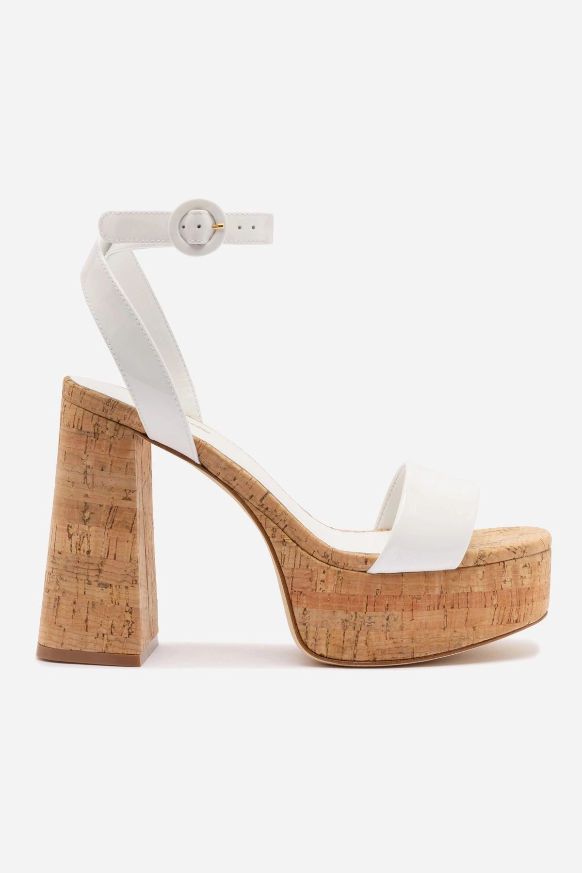Dolly Sandal In White Patent Leather and Natural Cork design Hiking Mood