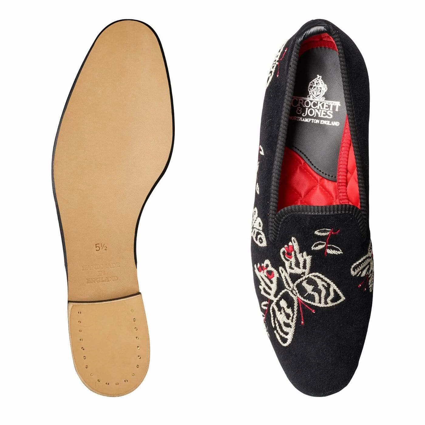 Butterflies Black Velvet Non Slip Sole