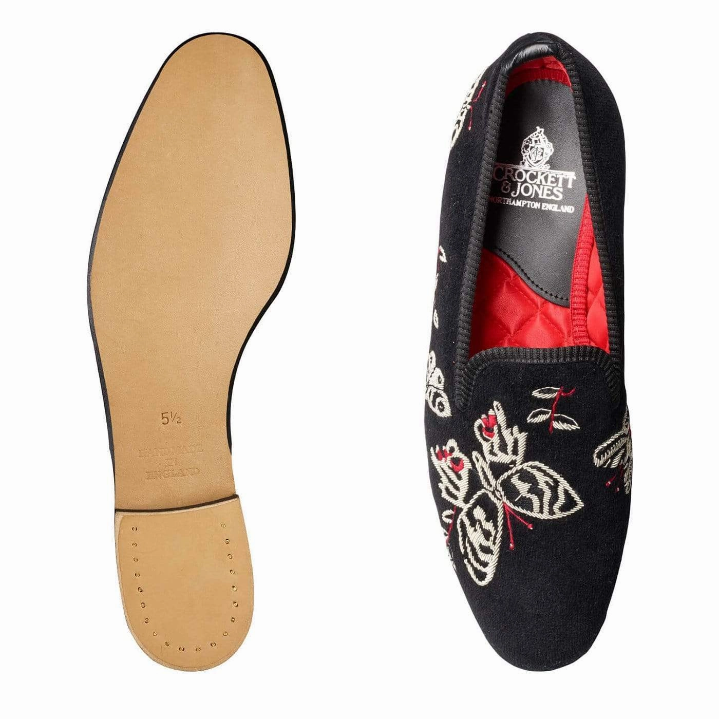 Butterflies Black Velvet Contoured Footbed Foot Support