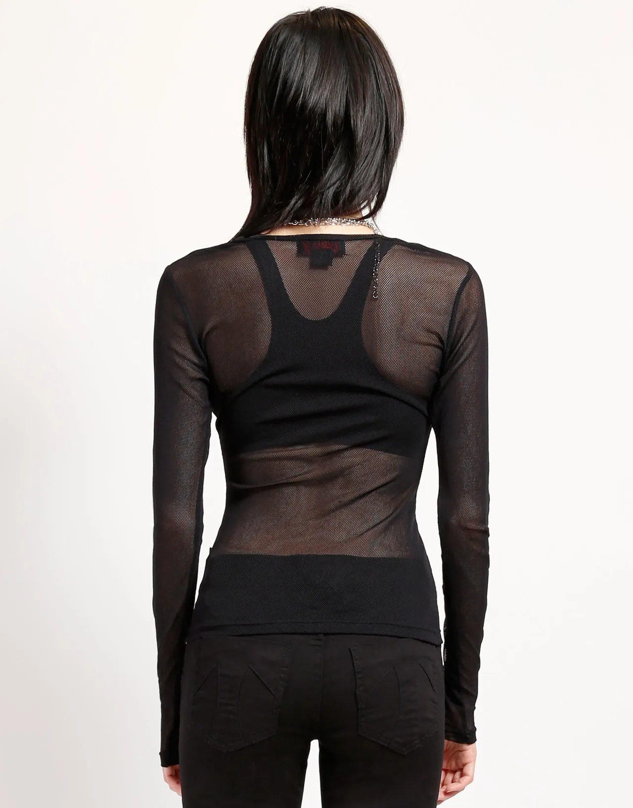 LADIES LONG SLEEVE FISHNET BLACK ArticulatedElbowShaping AntiSlipGrip