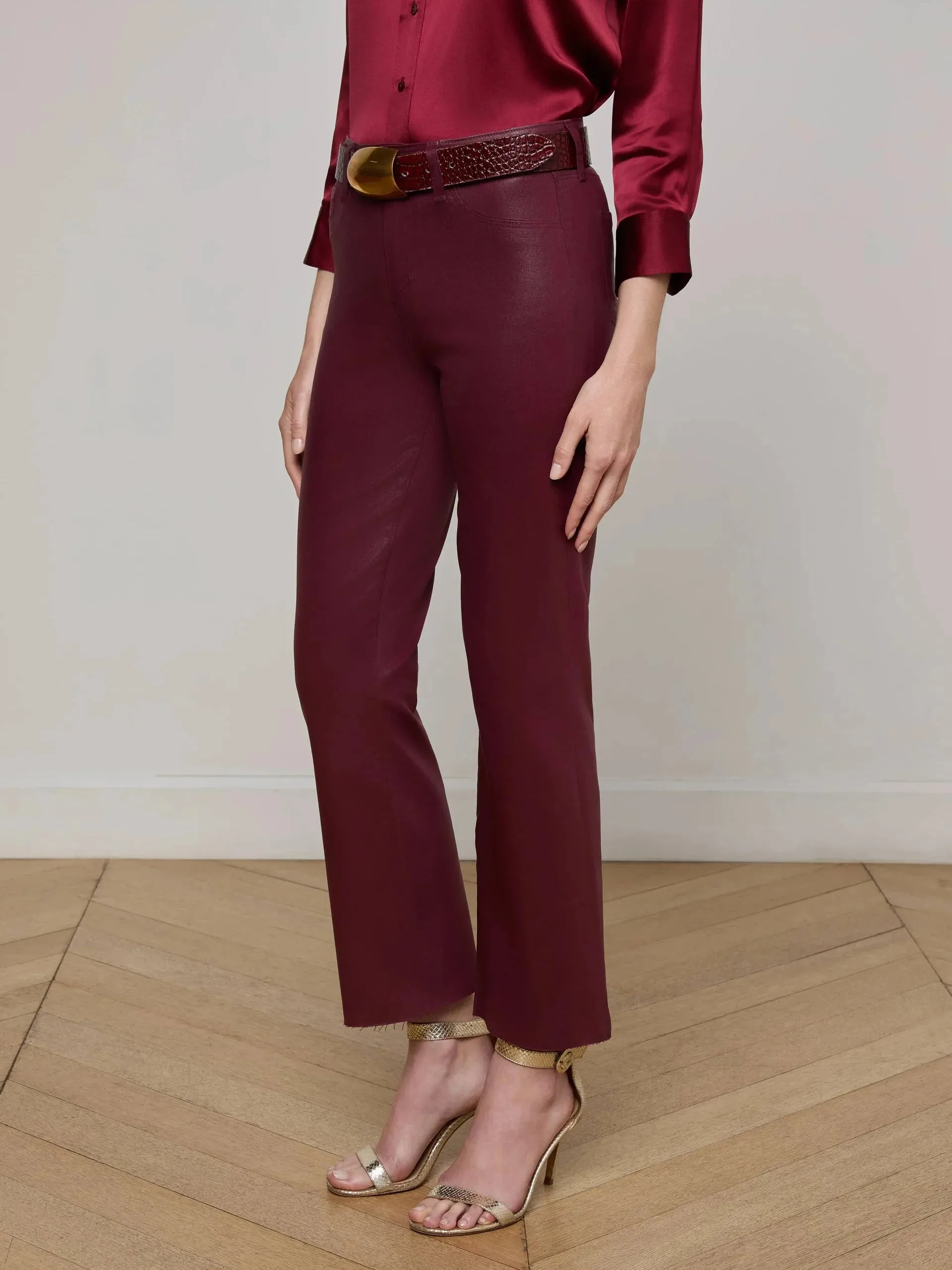 Kendra Coated Cropped Flare Dark Port City Approved Softened Fabric