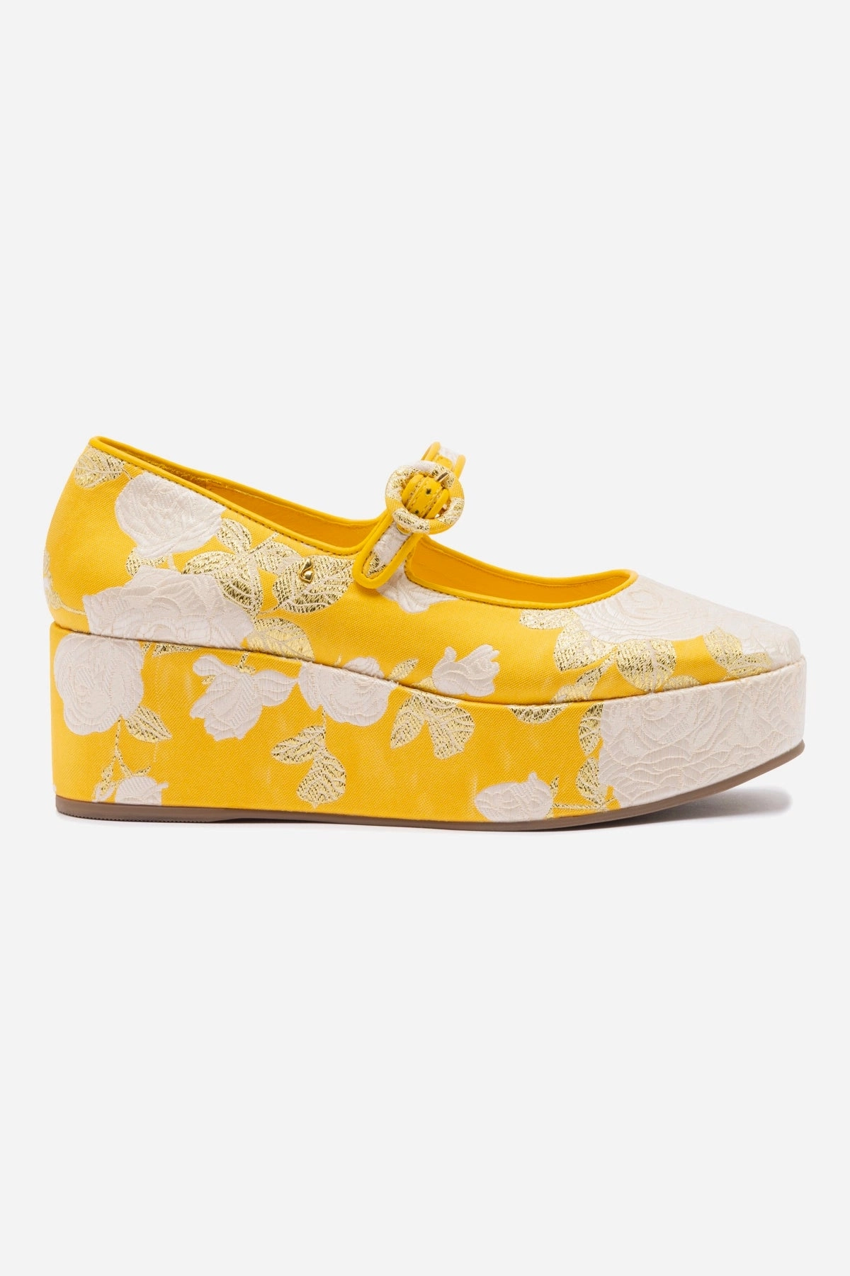 Larroud x Markarian Blair Flatform In Yellow Floral Brocade Park Step