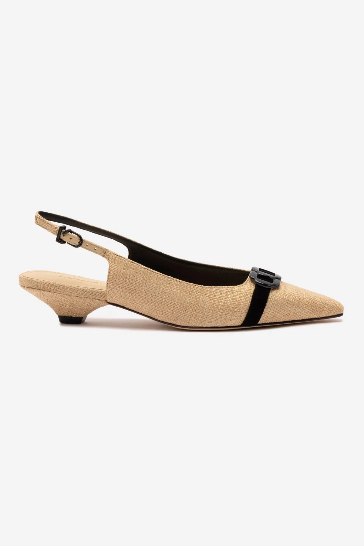 Ultra Light Cushioning Shockproof Franca Pump In Beige Raffia and Black Trimming