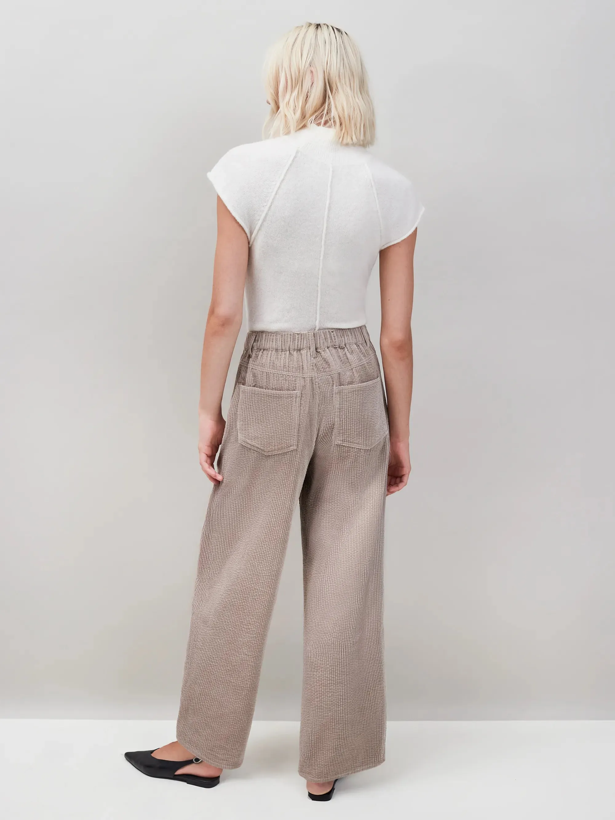 Cappuccino Cord Drawstring Waist Trousers MoistureWicking Material Denim Shirt