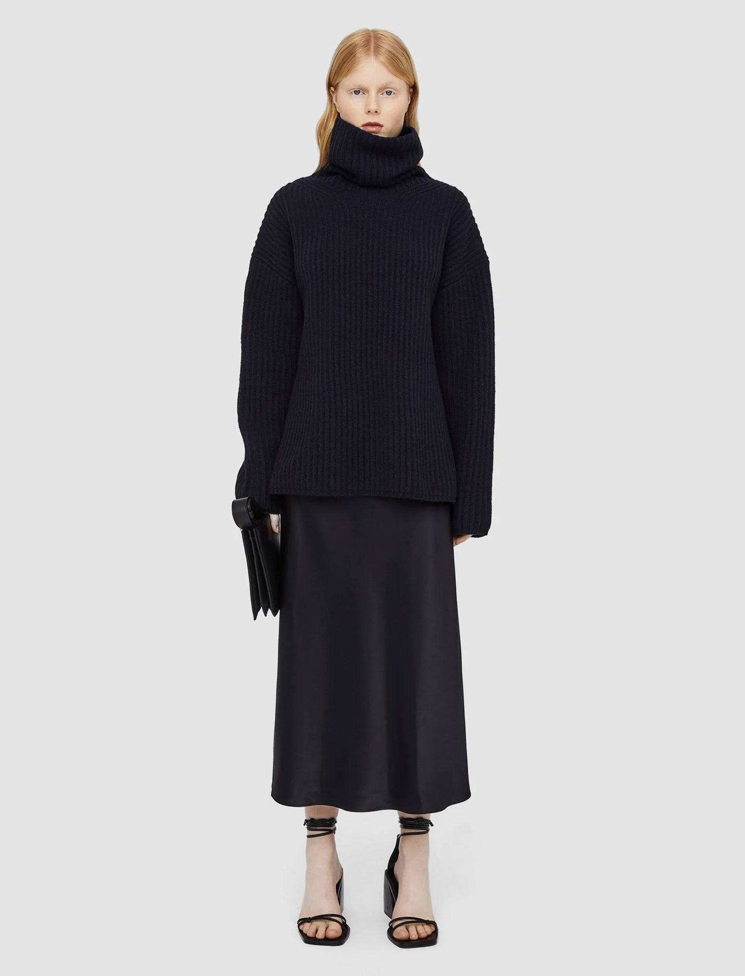 Cardigan Stitch High Neck Jumper Clean Cut Seam Free