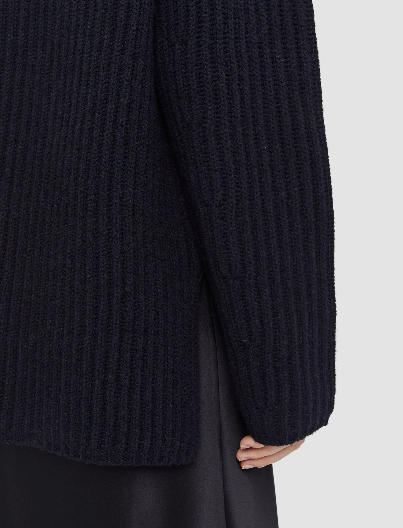 Cardigan Stitch High Neck Jumper Odor Resistant Treatment DoubleLayered Hem Technology