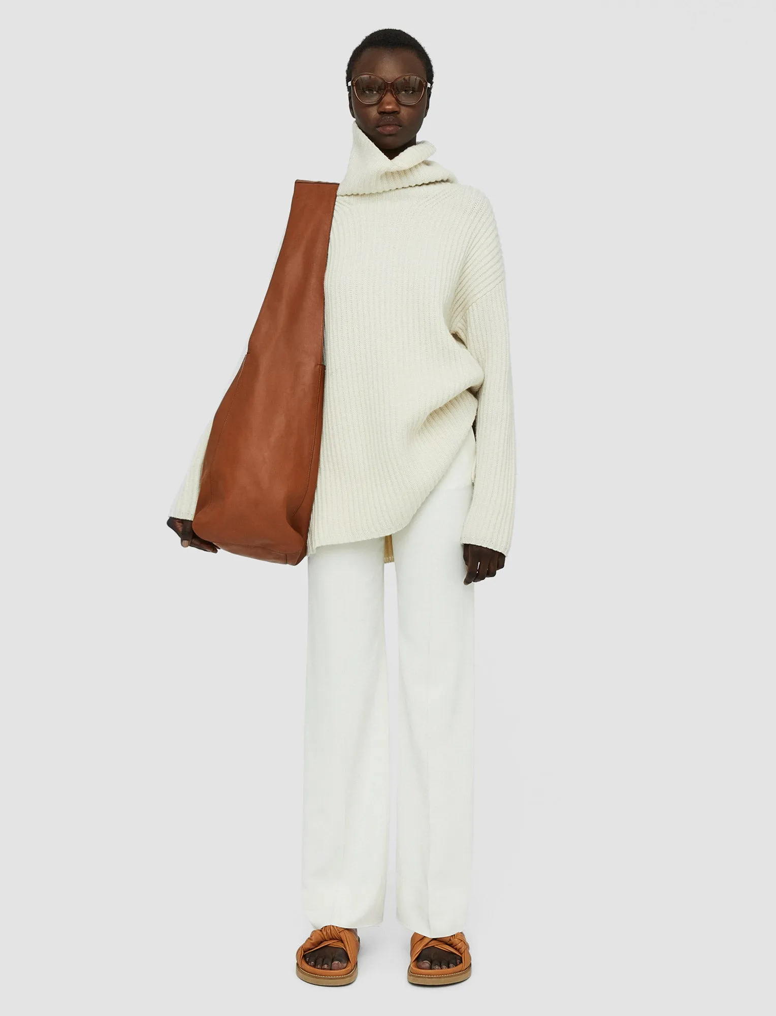 Cardigan Stitch High Neck Jumper Hypoallergenic Fiber Tagless Design