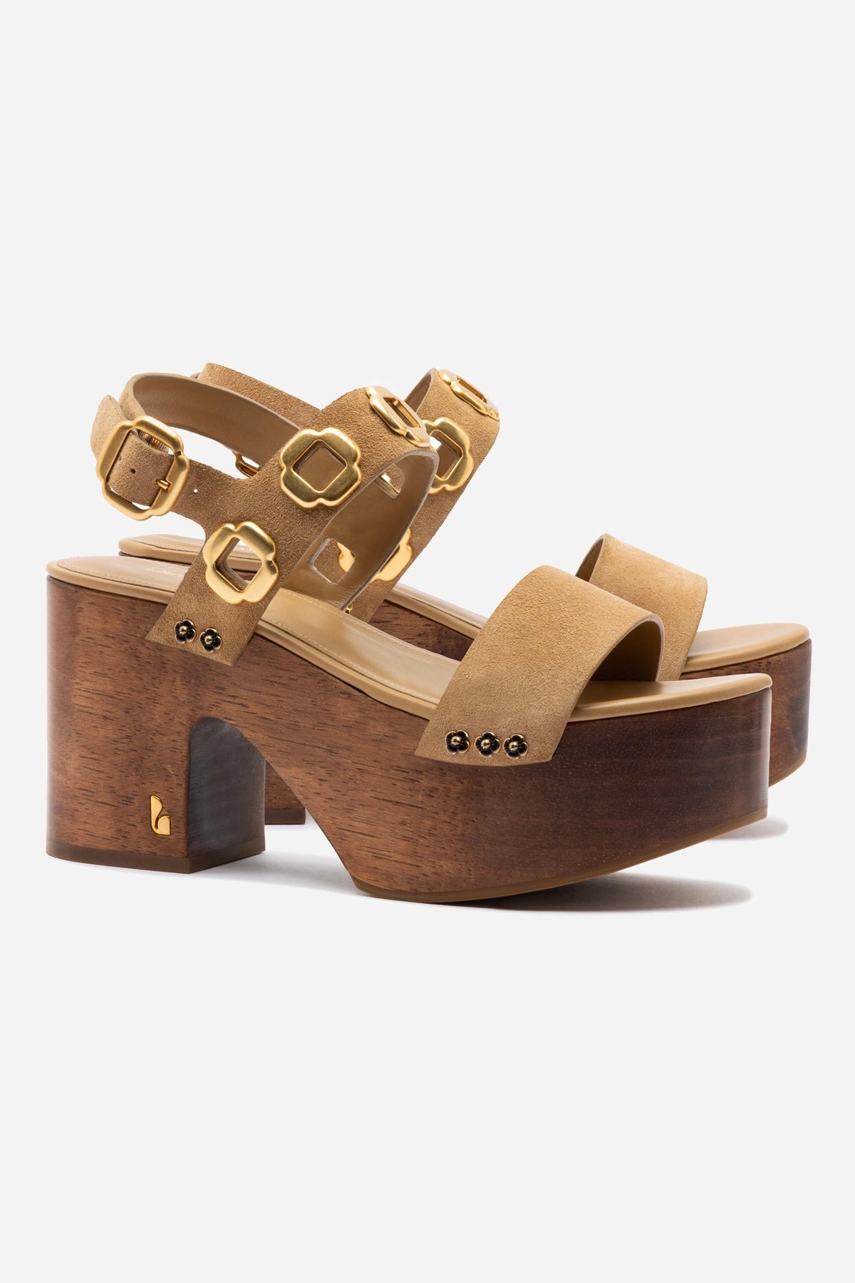 Miso Wooden Platform Sandal In Peanut Suede All Day Rainy Day Comfortable