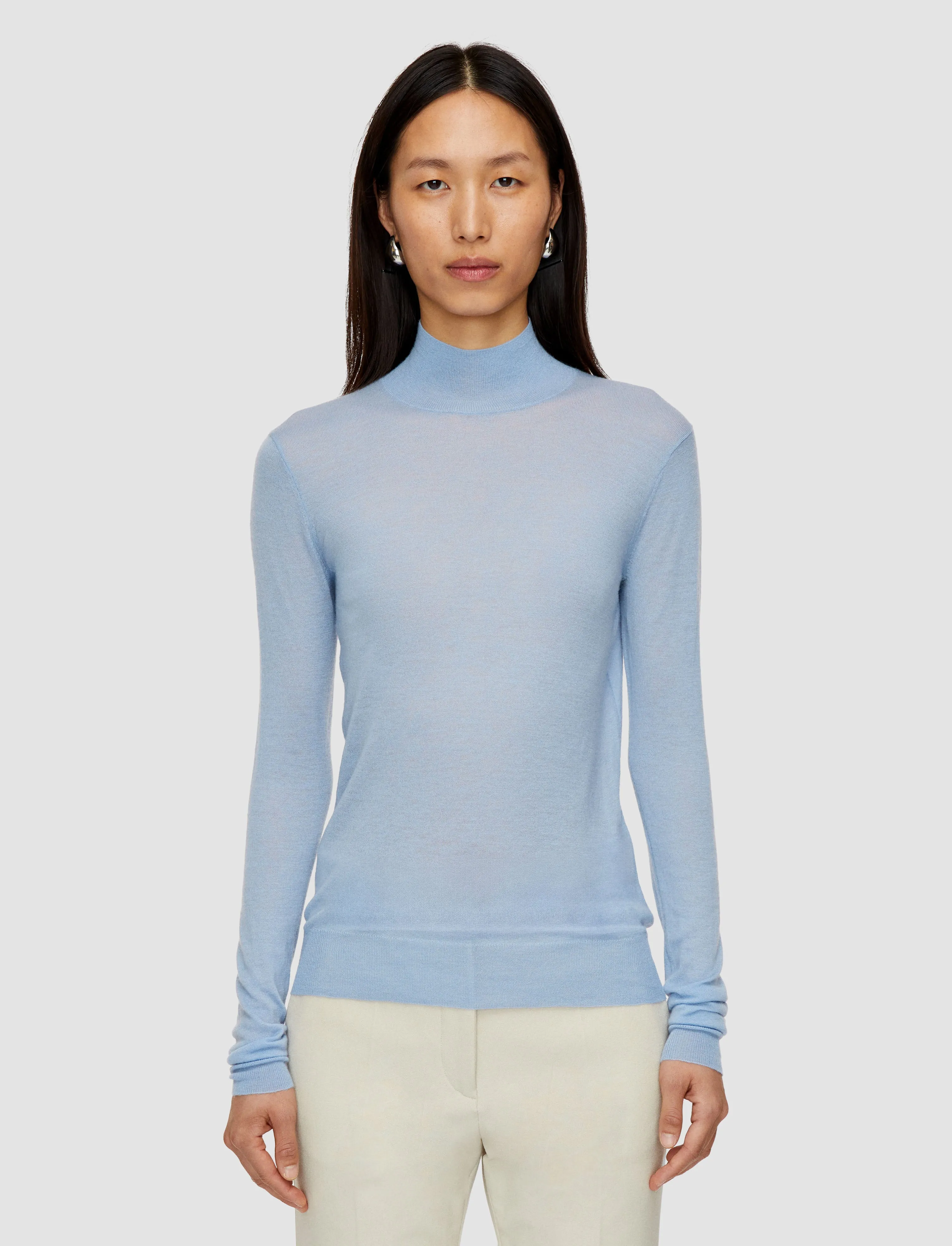 Reinforced Edging DoubleLayered Edging Cashair High Neck Jumper