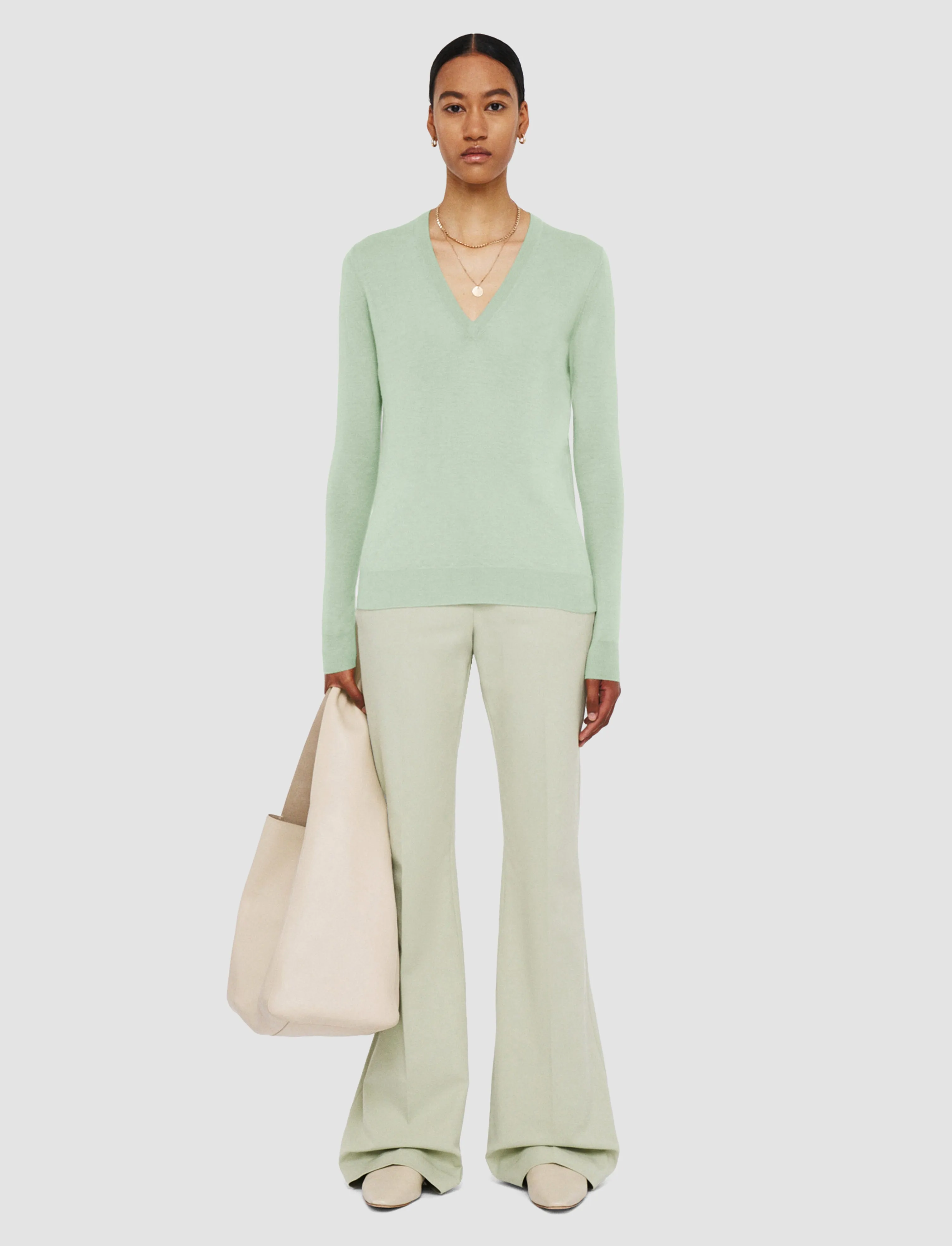 Modern Silhouette Cashair V Neck Jumper